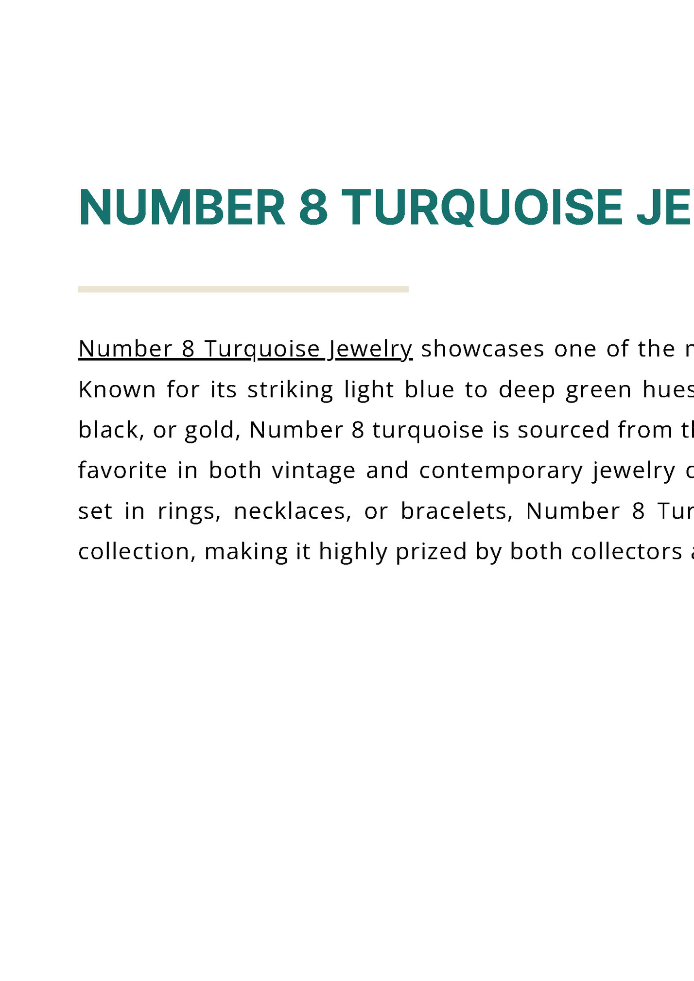 NUMBER 8 TURQUOISE JEWELRY