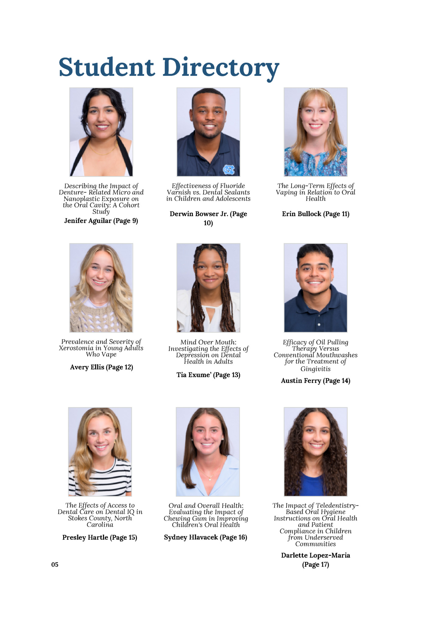 Student Directory Student Directory