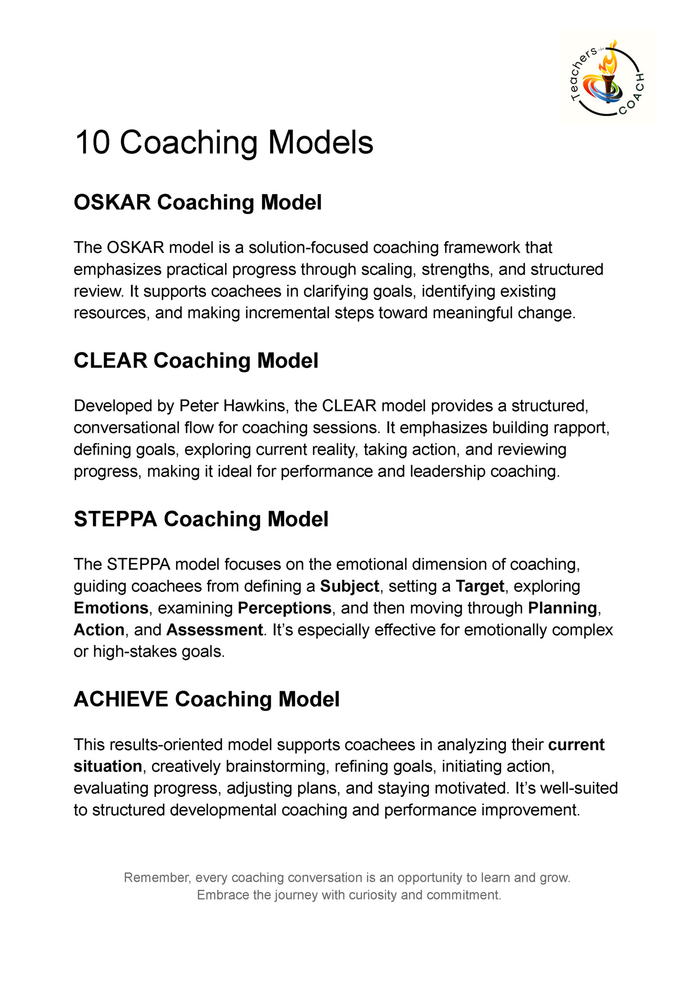 10 Coaching Models