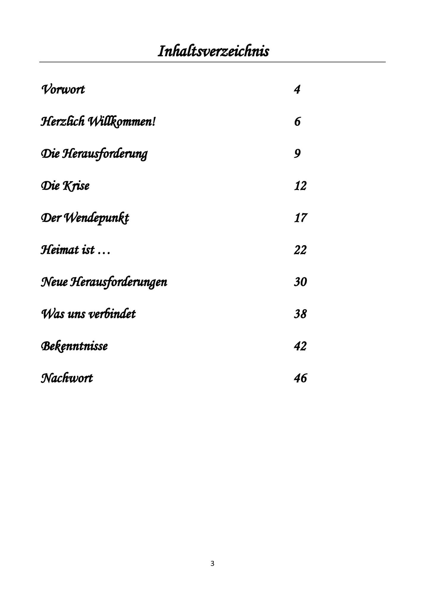 Inhaltsverzeichnis Inhaltsverzeichnis