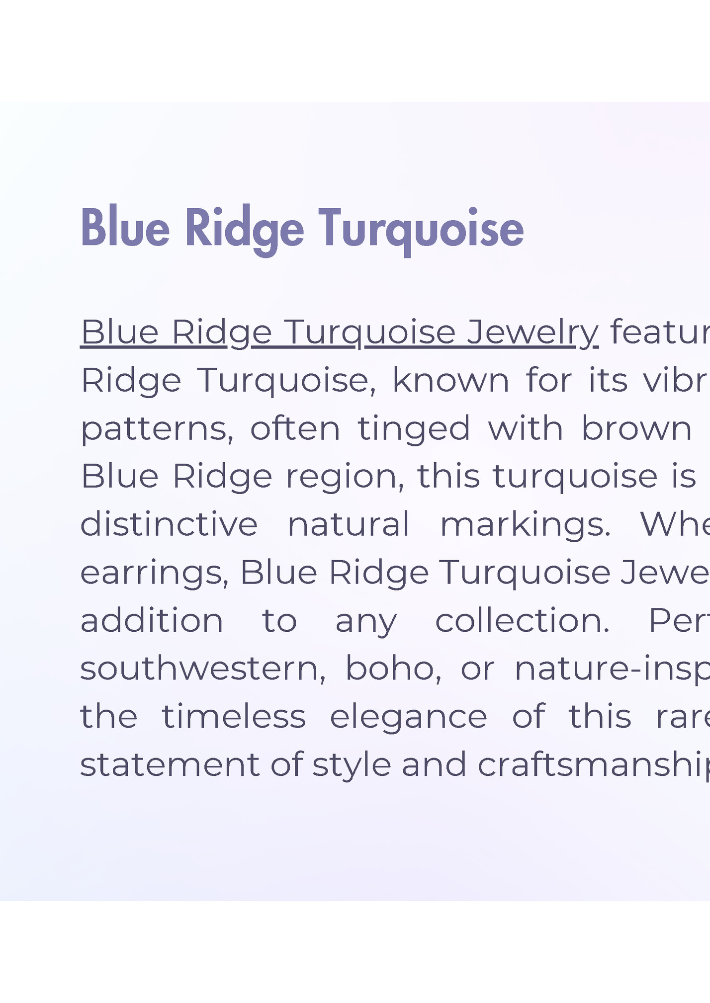 Blue Ridge Turquoise Blue Ridge Turquoise