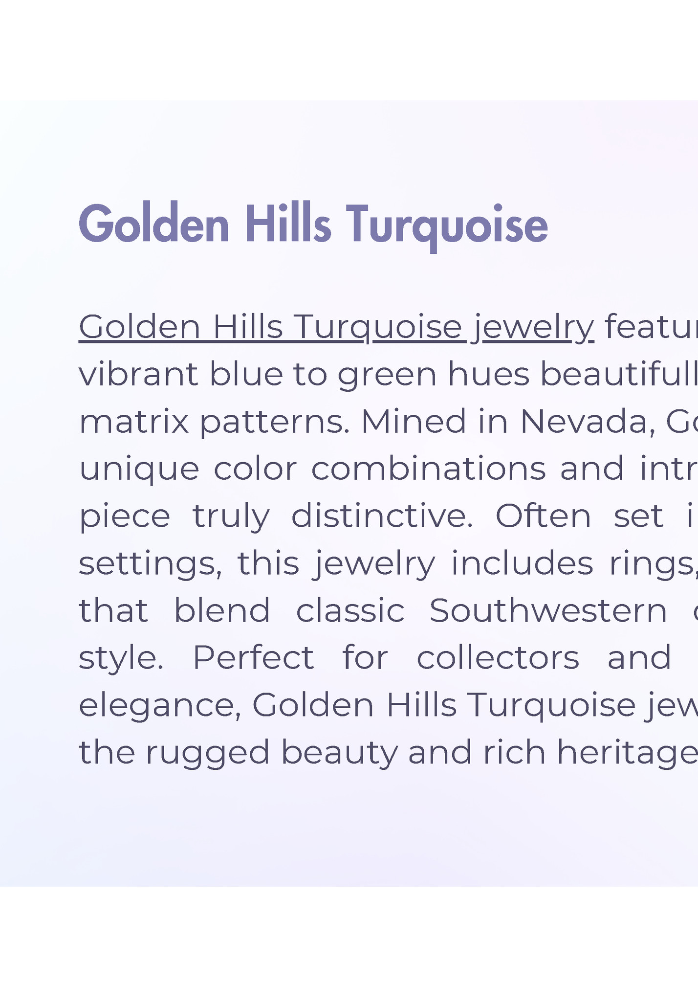 Golden Hills Turquoise Golden Hills Turquoise