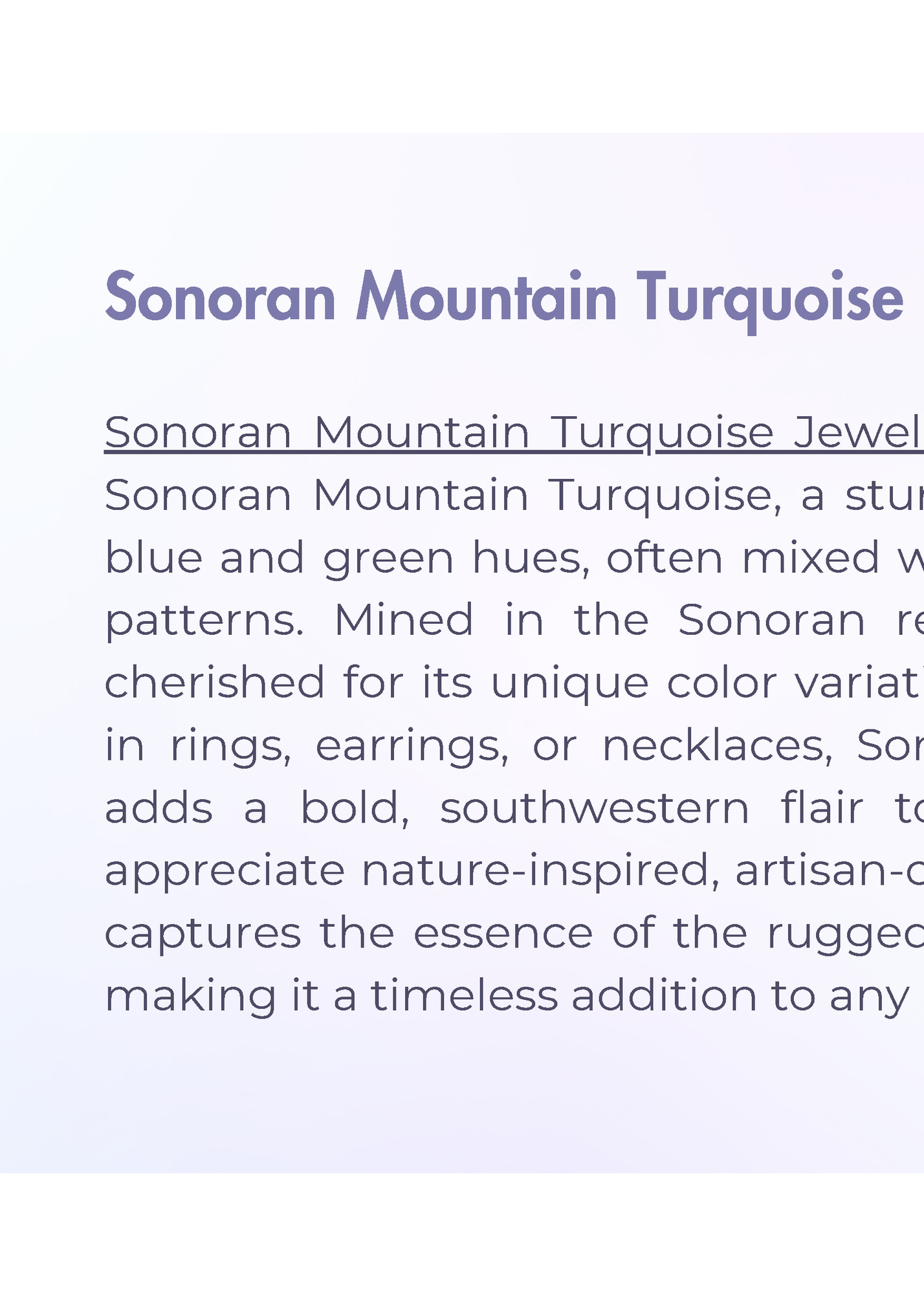 Sonoran Mountain Turquoise Sonoran Mountain Turquoise