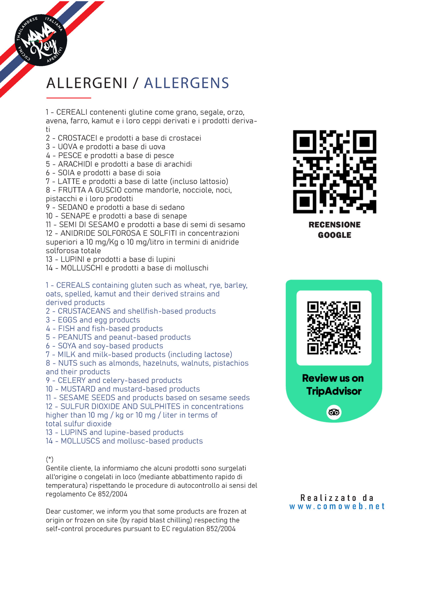 ALLERGENI / ALLERGENS ALLERGENI / ALLERGENS