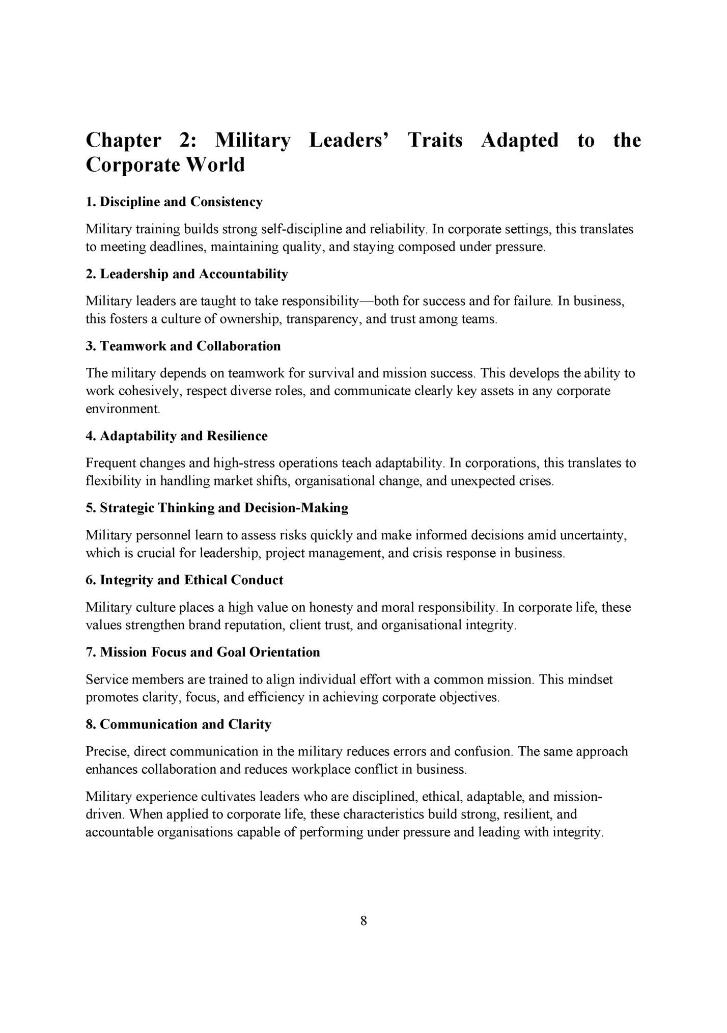Chapter 2: Military Leaders’ Traits Adapted to the