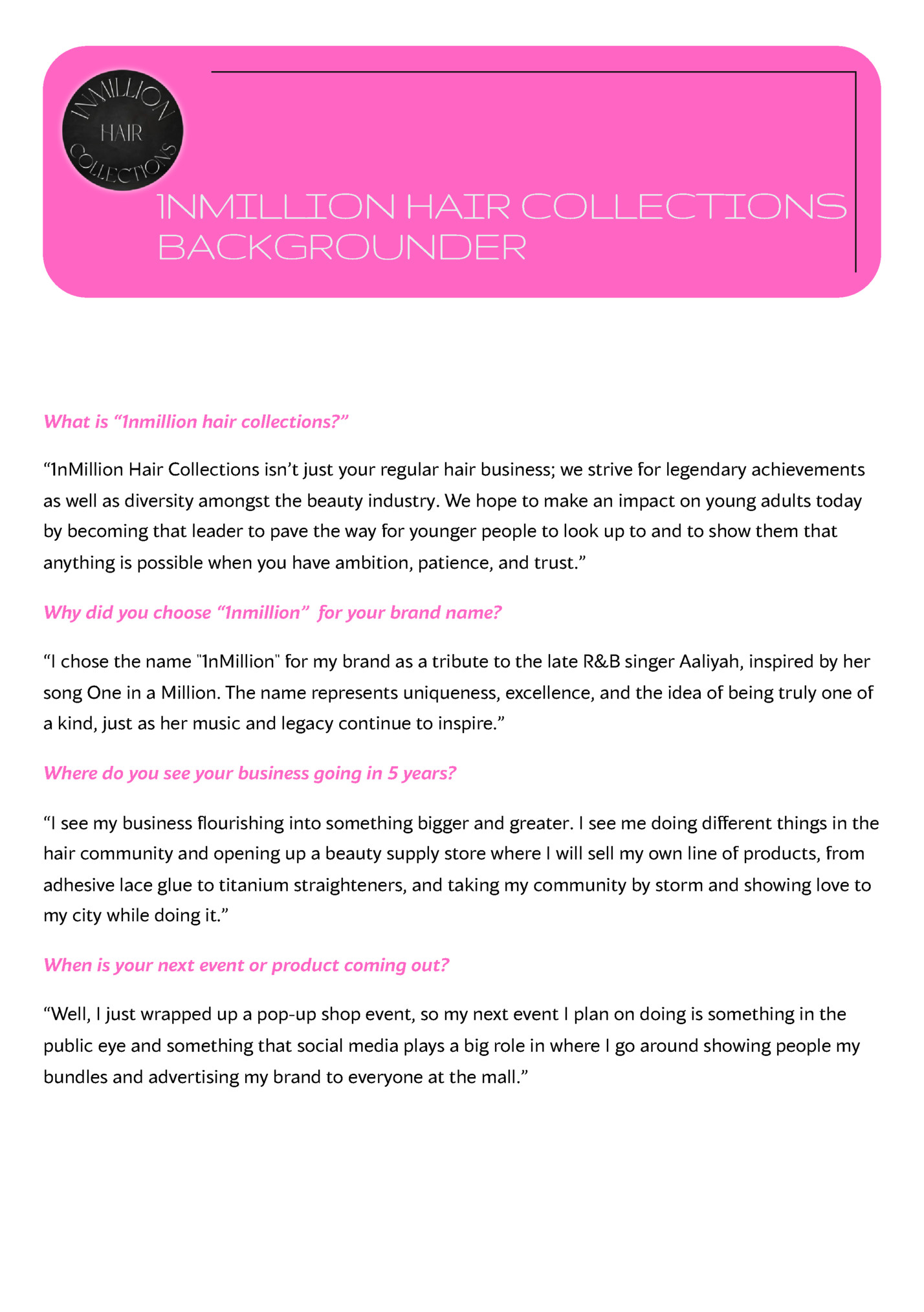 1NMILLION HAIR COLLECTIONS