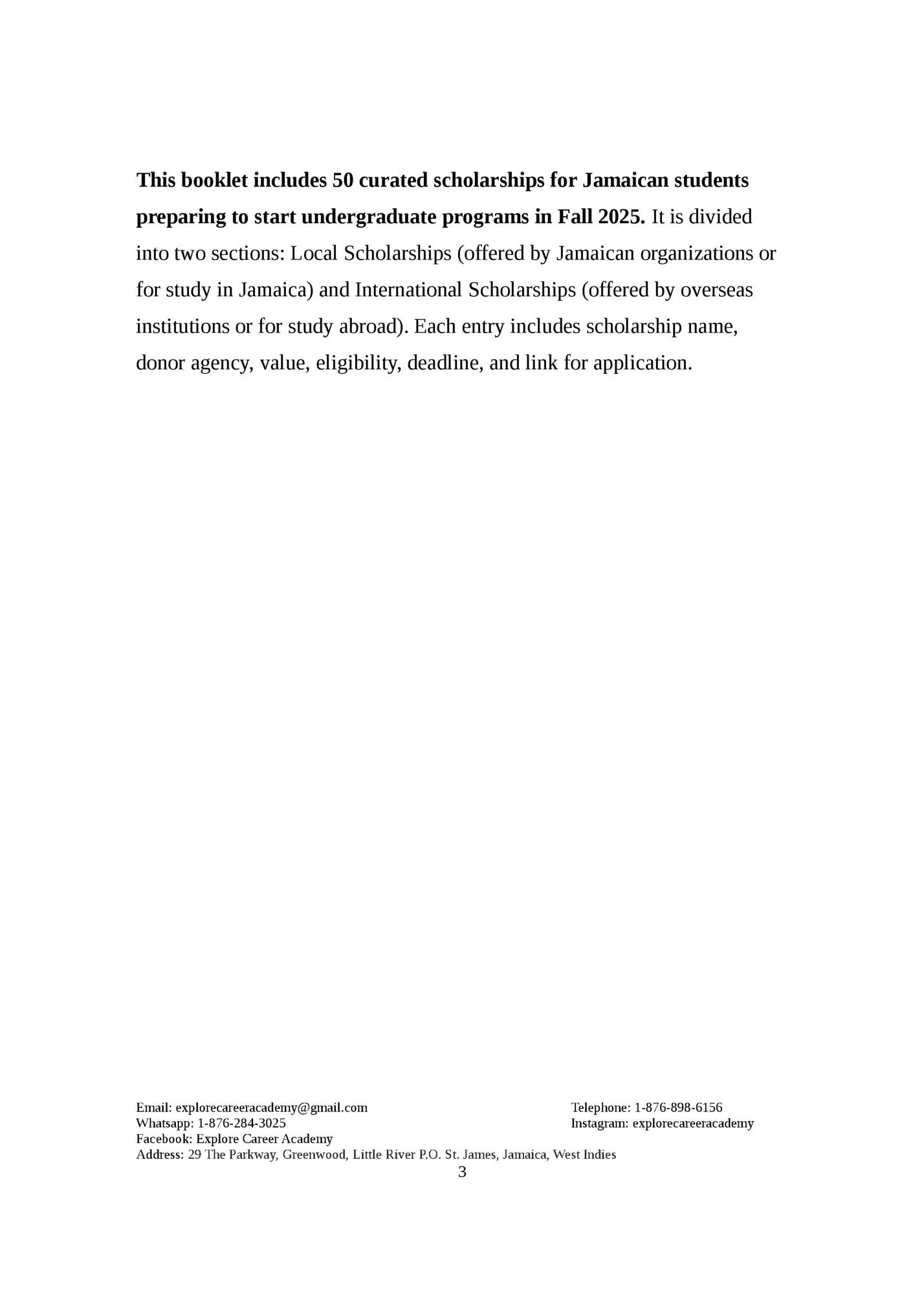 This booklet includes 50 curated scholarships for Jamaican students