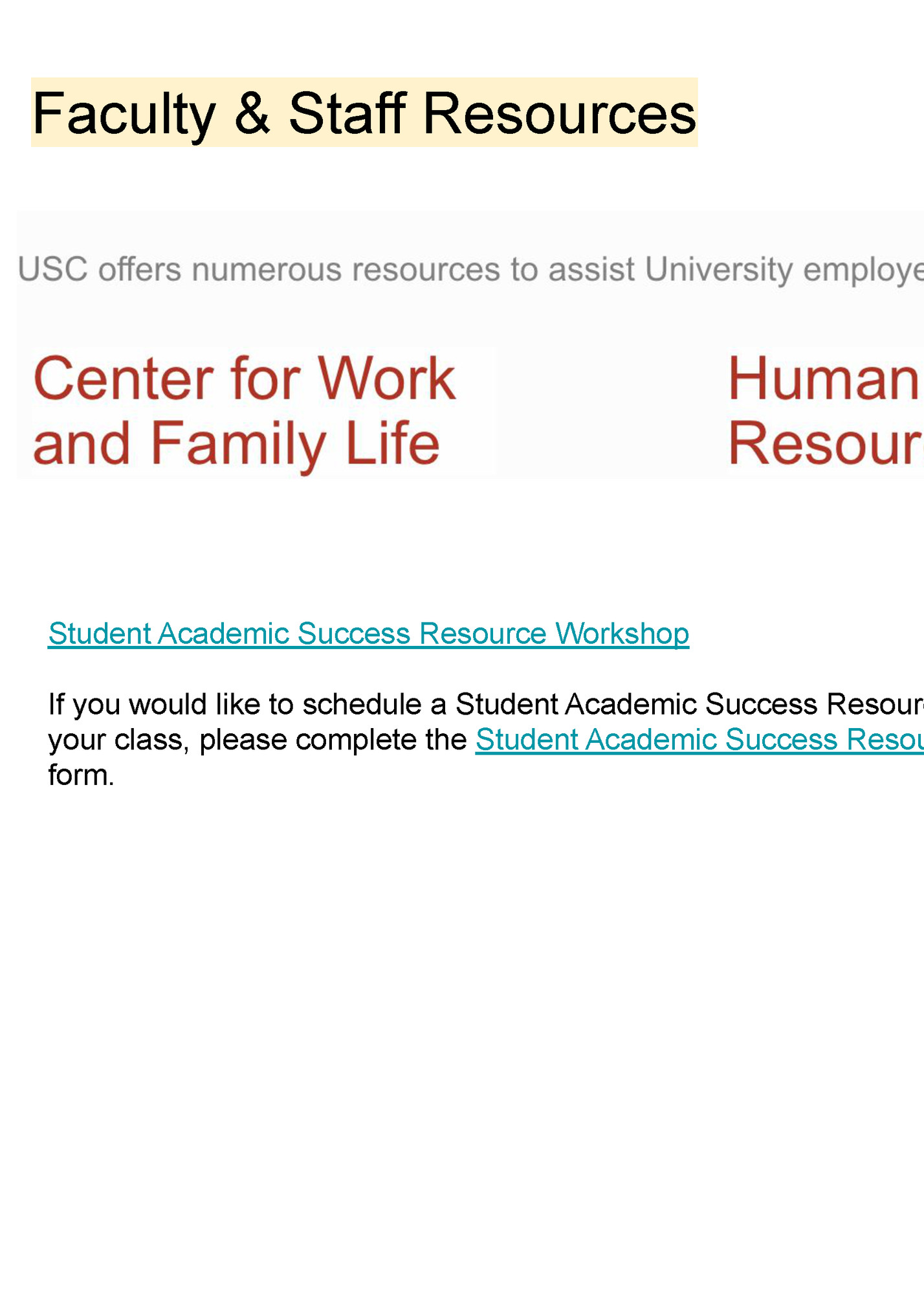 Faculty & Staff Resources Faculty & Staff Resources