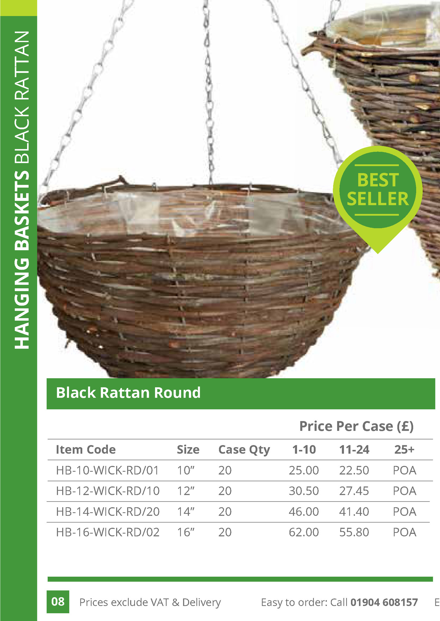 HANGING BASKETS BLACK RATTAN