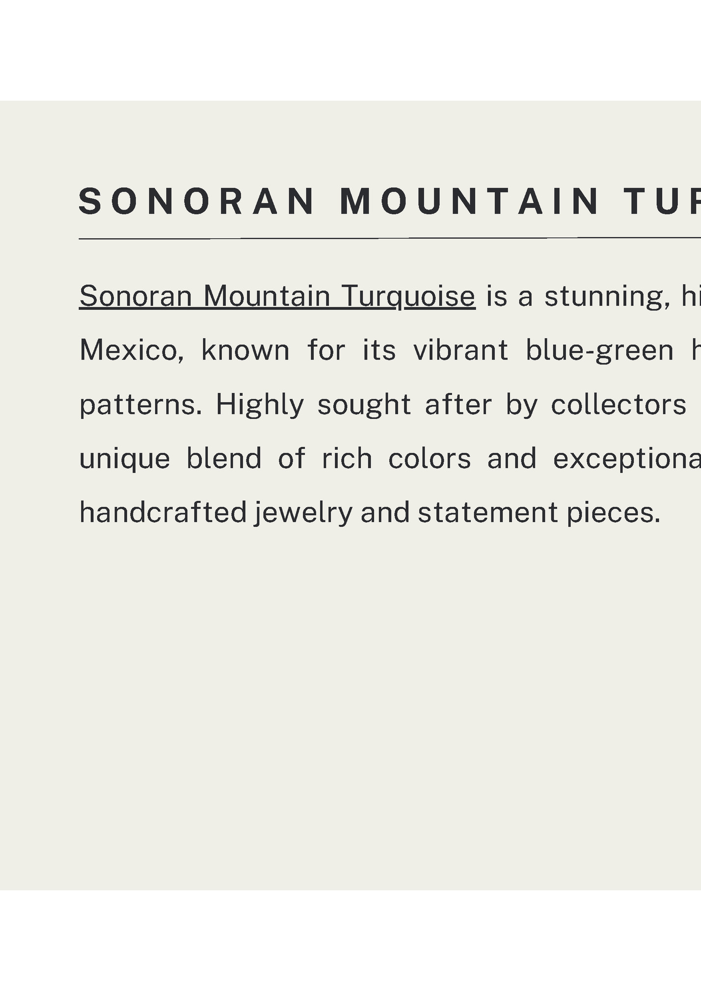 SONORAN MOUNTAIN TURQUOISE JEWELRY