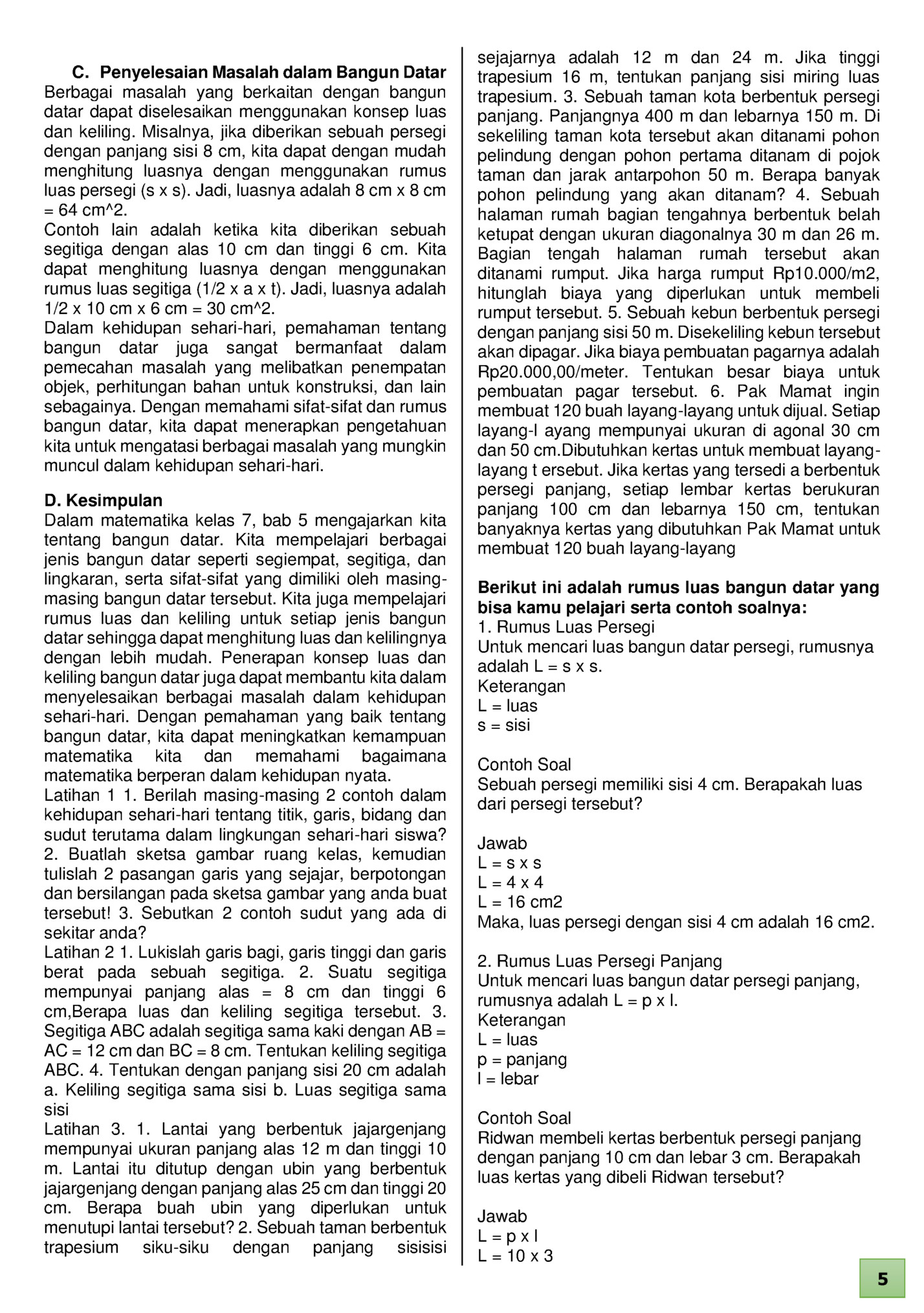 C. Penyelesaian Masalah dalam Bangun Datar