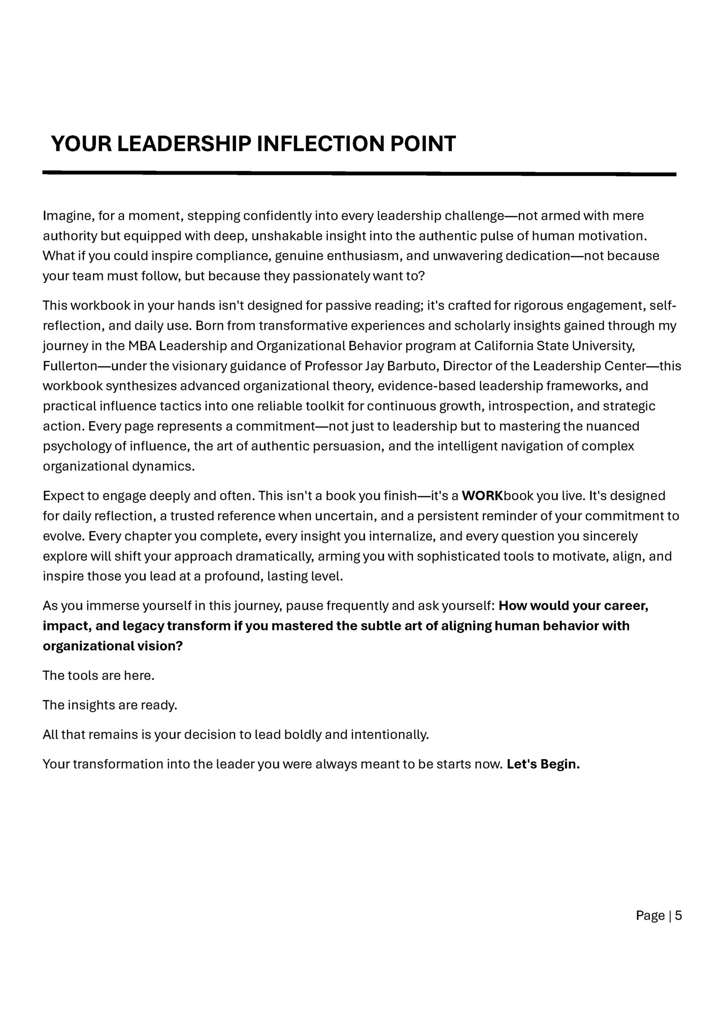 YOUR LEADERSHIP INFLECTION POINT