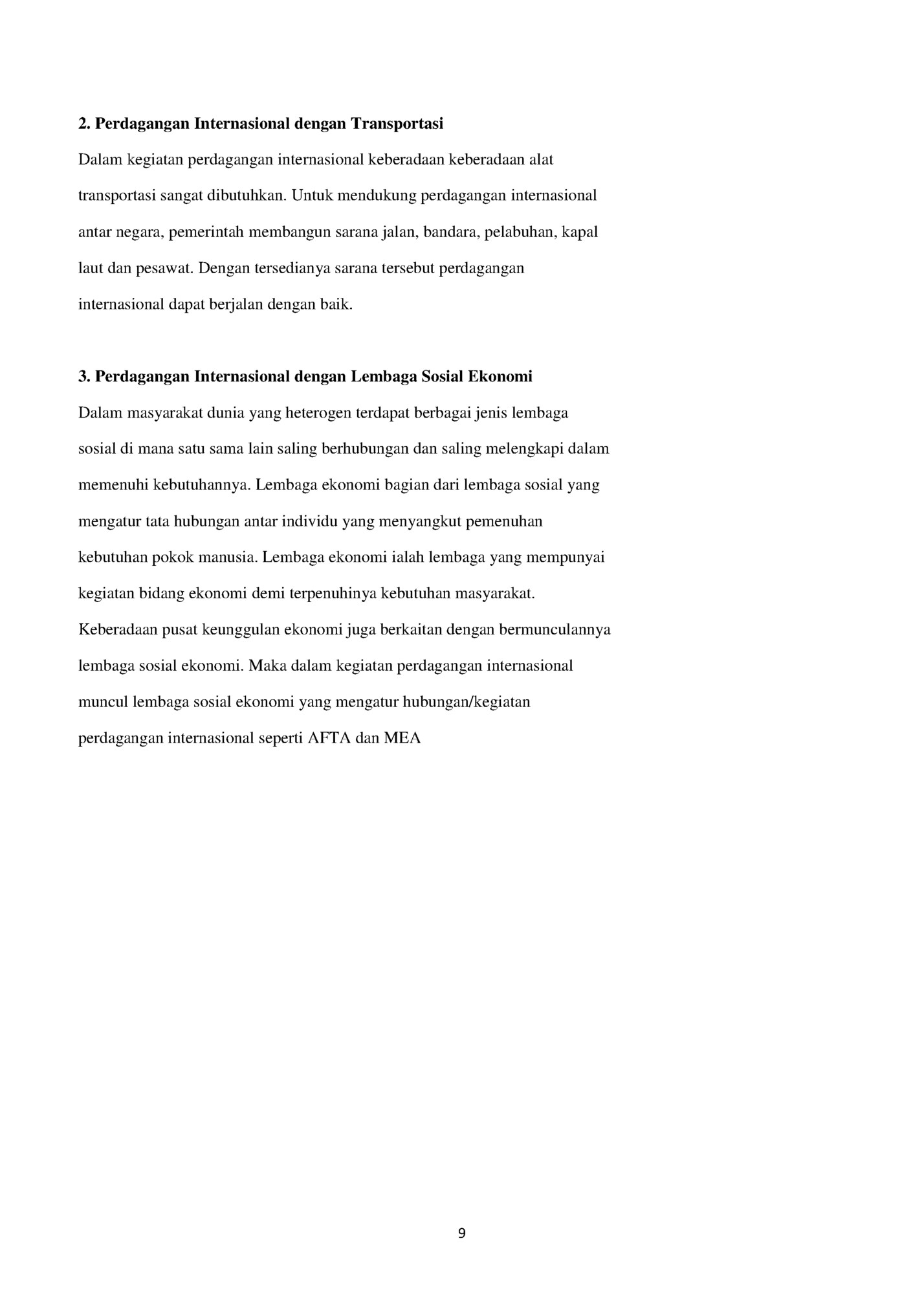 2. Perdagangan Internasional dengan Transportasi