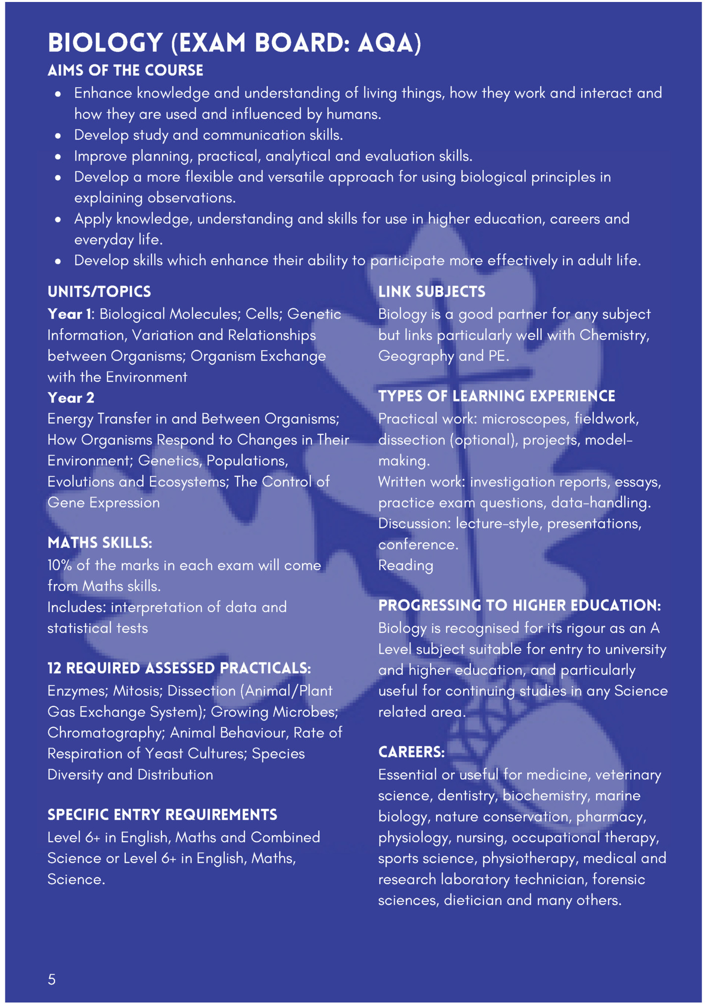 Biology (Exam Board: AQA)