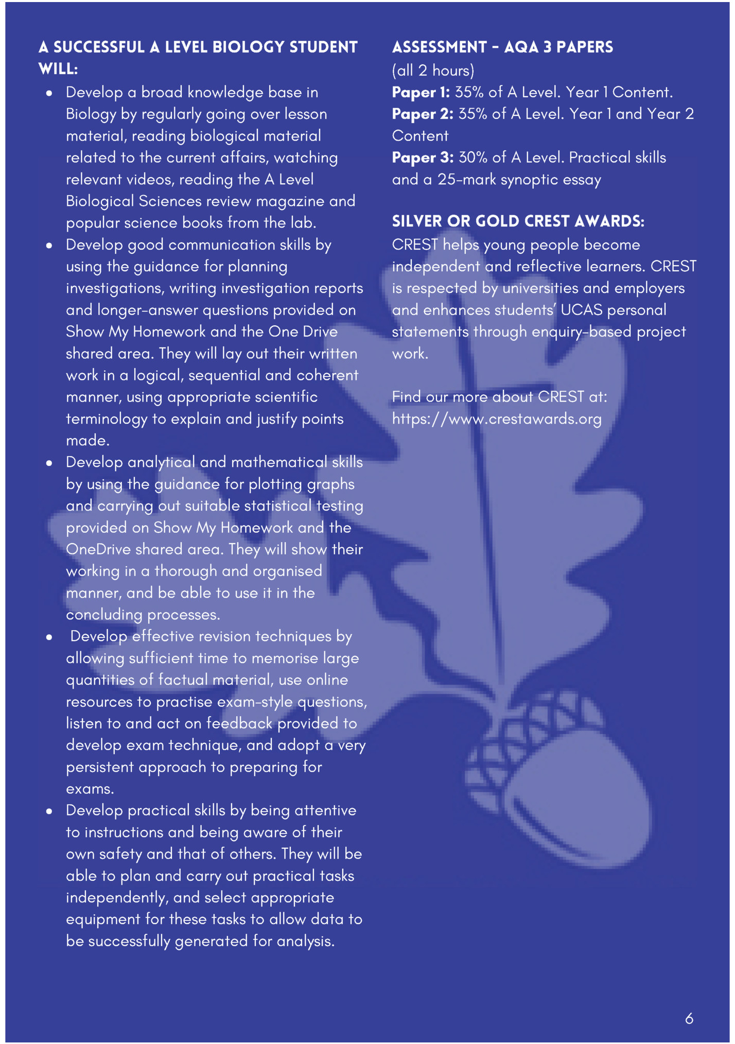 A successful A Level Biology student