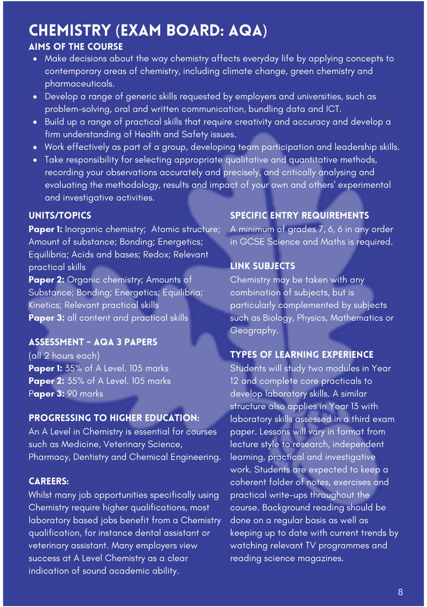 chemistry (Exam Board: AQA)