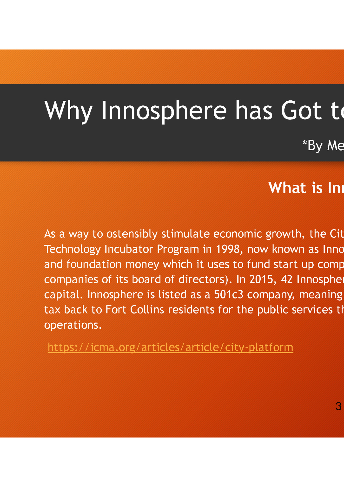 Why Innosphere has Got to Go (Part 1)