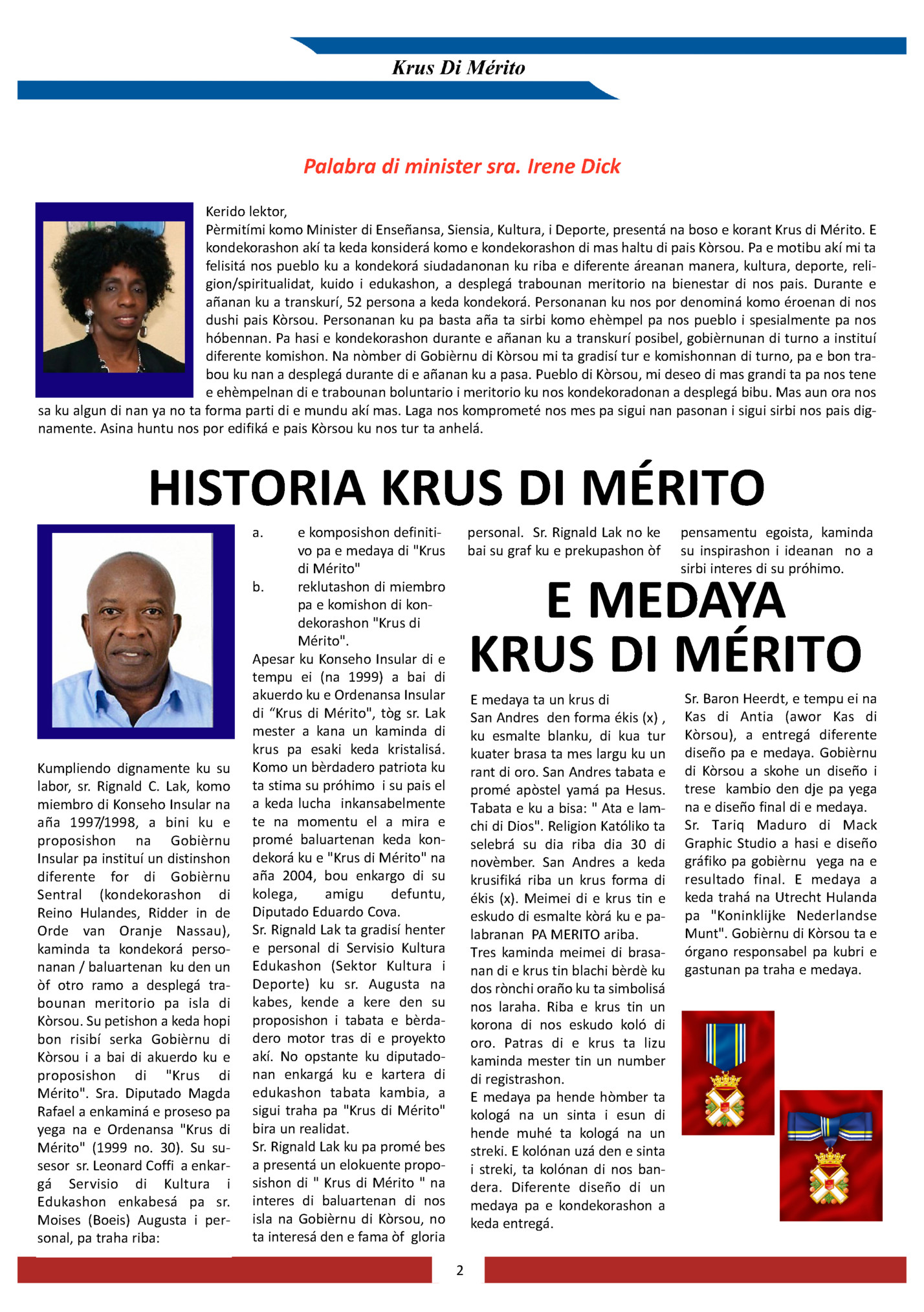 Palabra di minister sra. Irene Dick Palabra di minister sra. Irene Dick