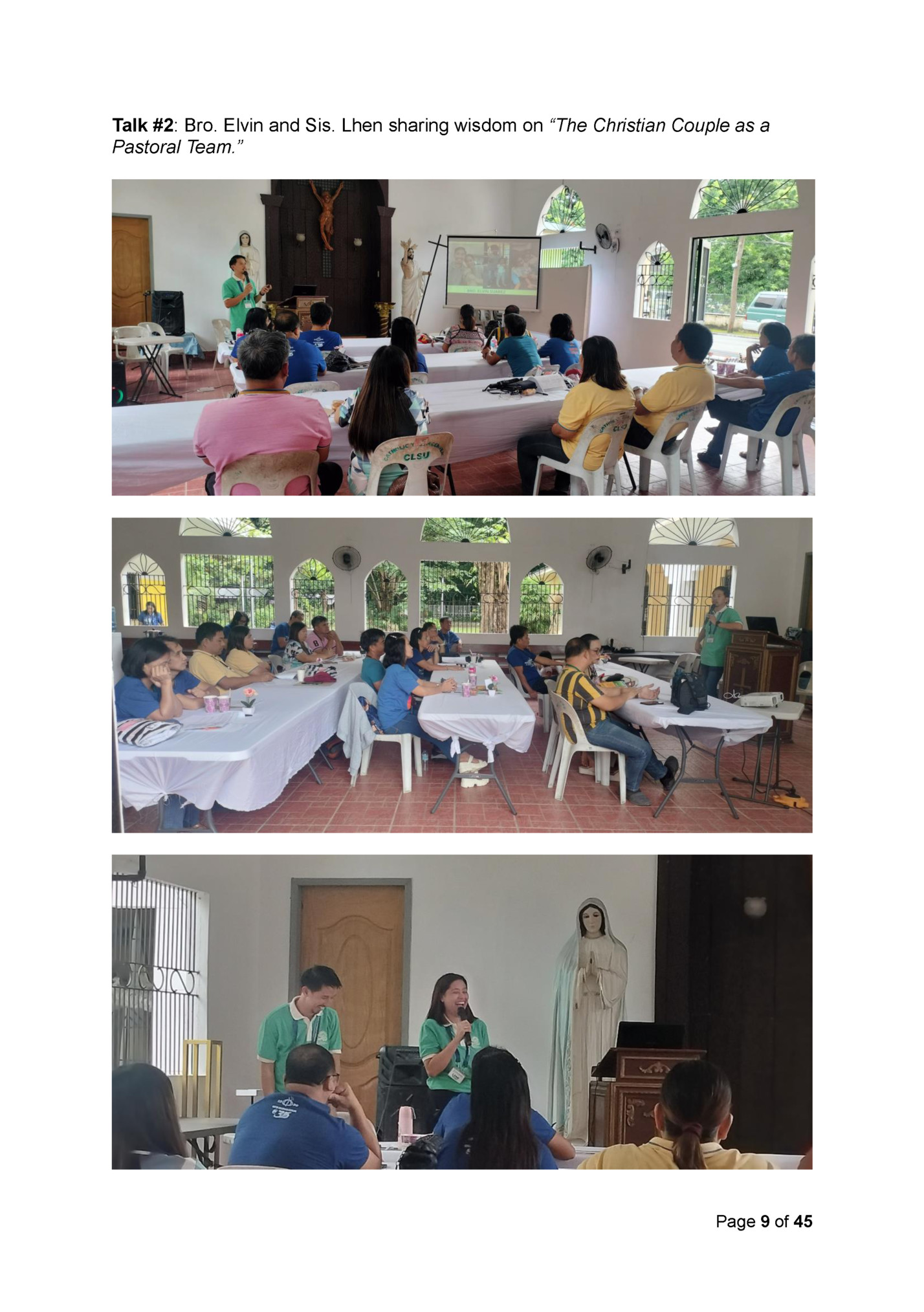 Talk #2: Bro. Elvin and Sis. Lhen sharing wisdom on “The Christian Couple as a
