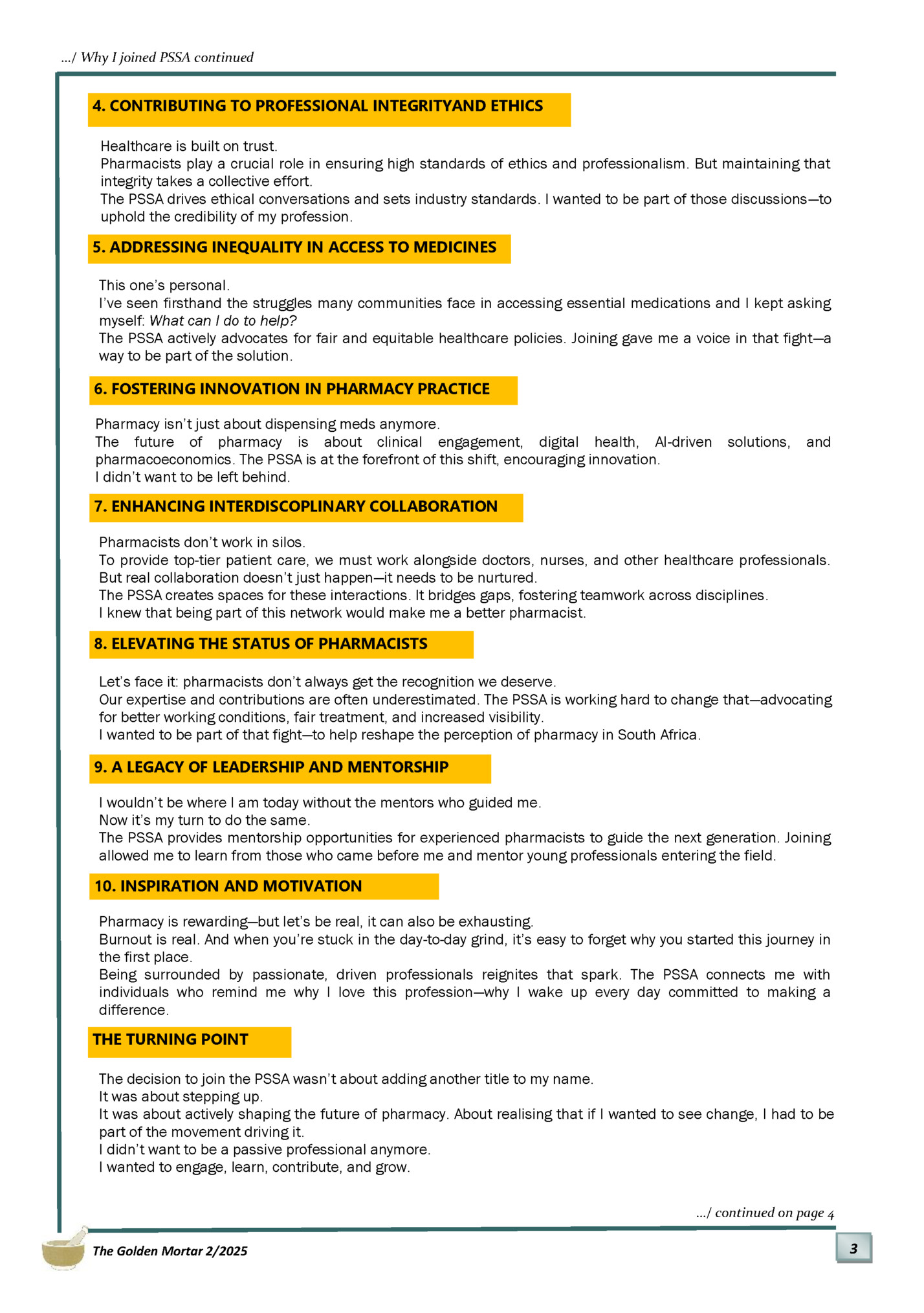 …/ Why I joined PSSA continued