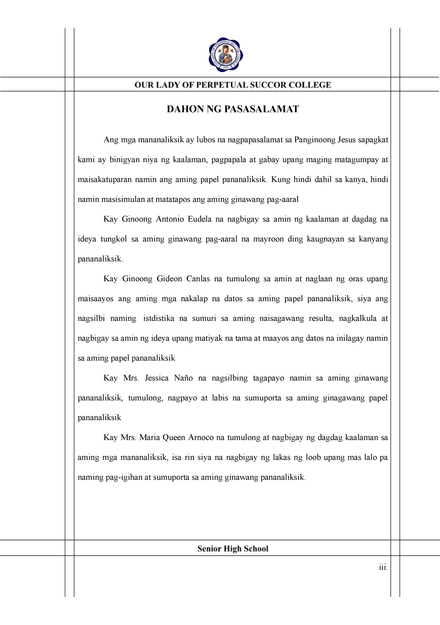 DAHON NG PASASALAMAT