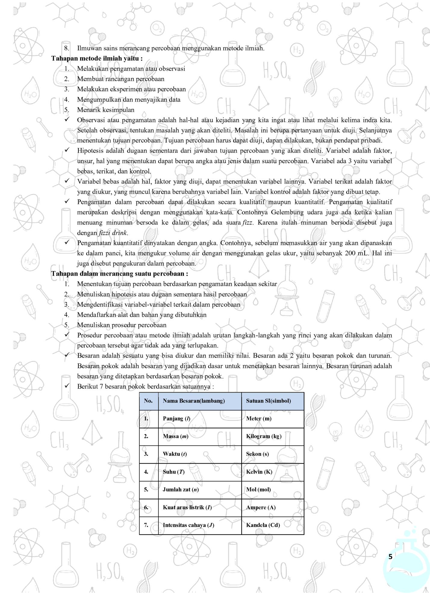 8. Ilmuwan sains merancang percobaan menggunakan metode ilmiah.