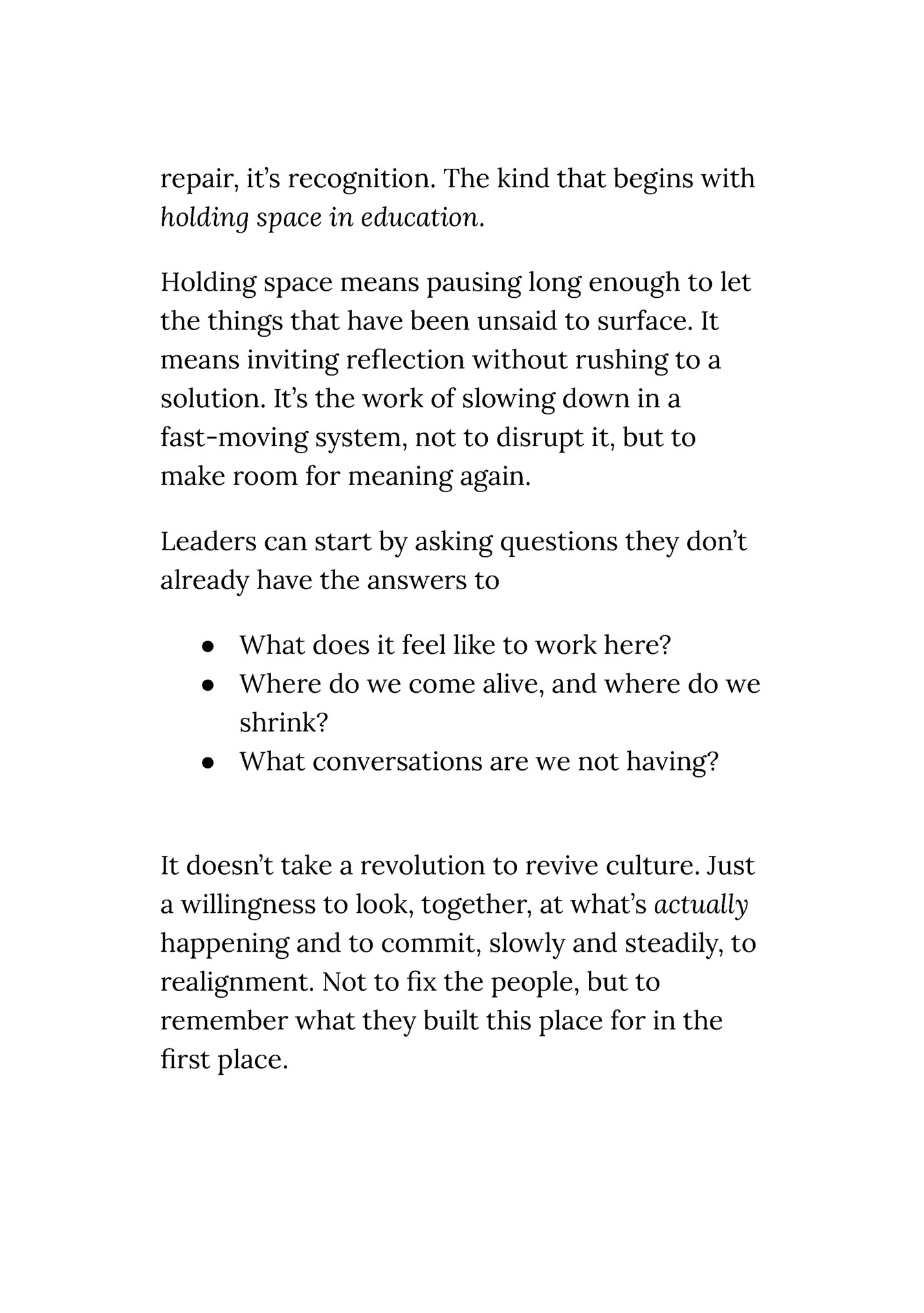 repair, it’s recognition. The kind that begins with repair, it’s recognition. The kind that begins with