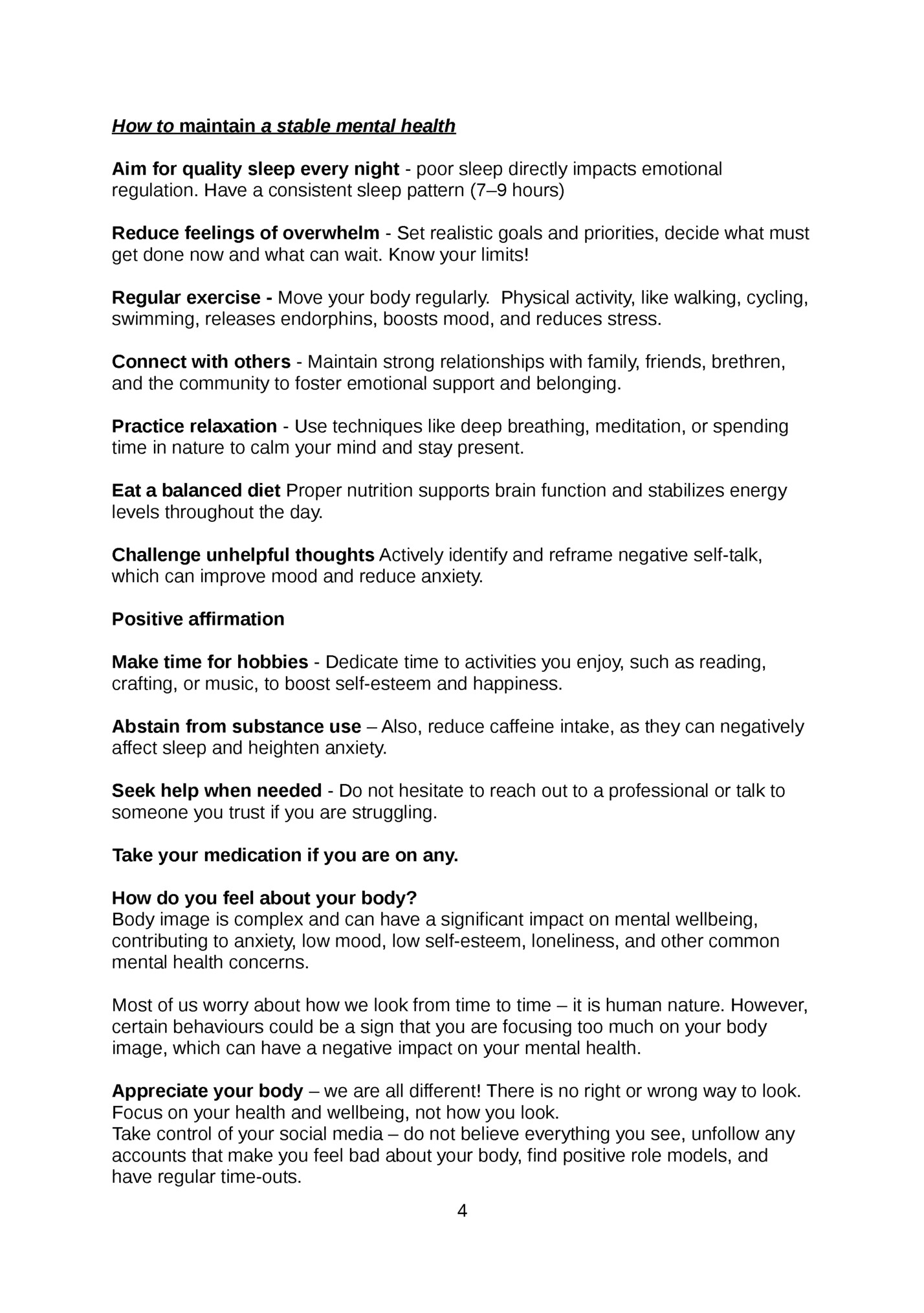 How to maintain a stable mental health