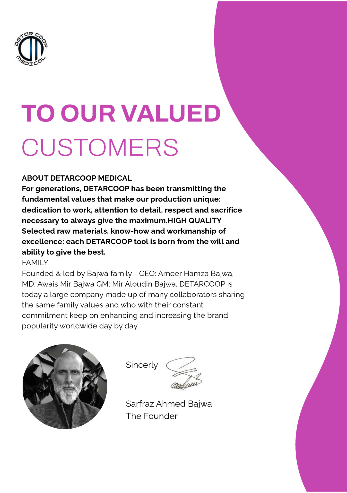 TO OUR VALUED