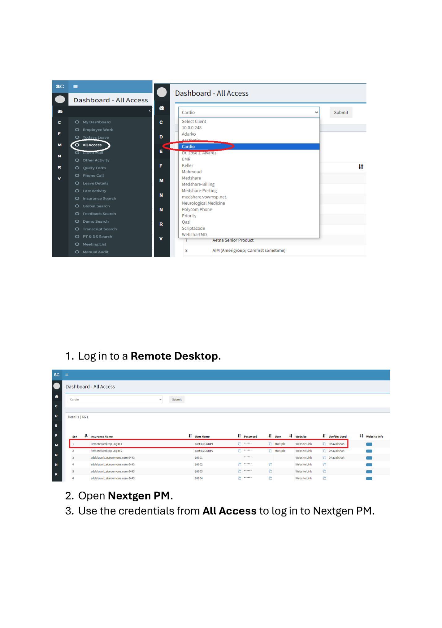 1. Log in to a Remote Desktop.