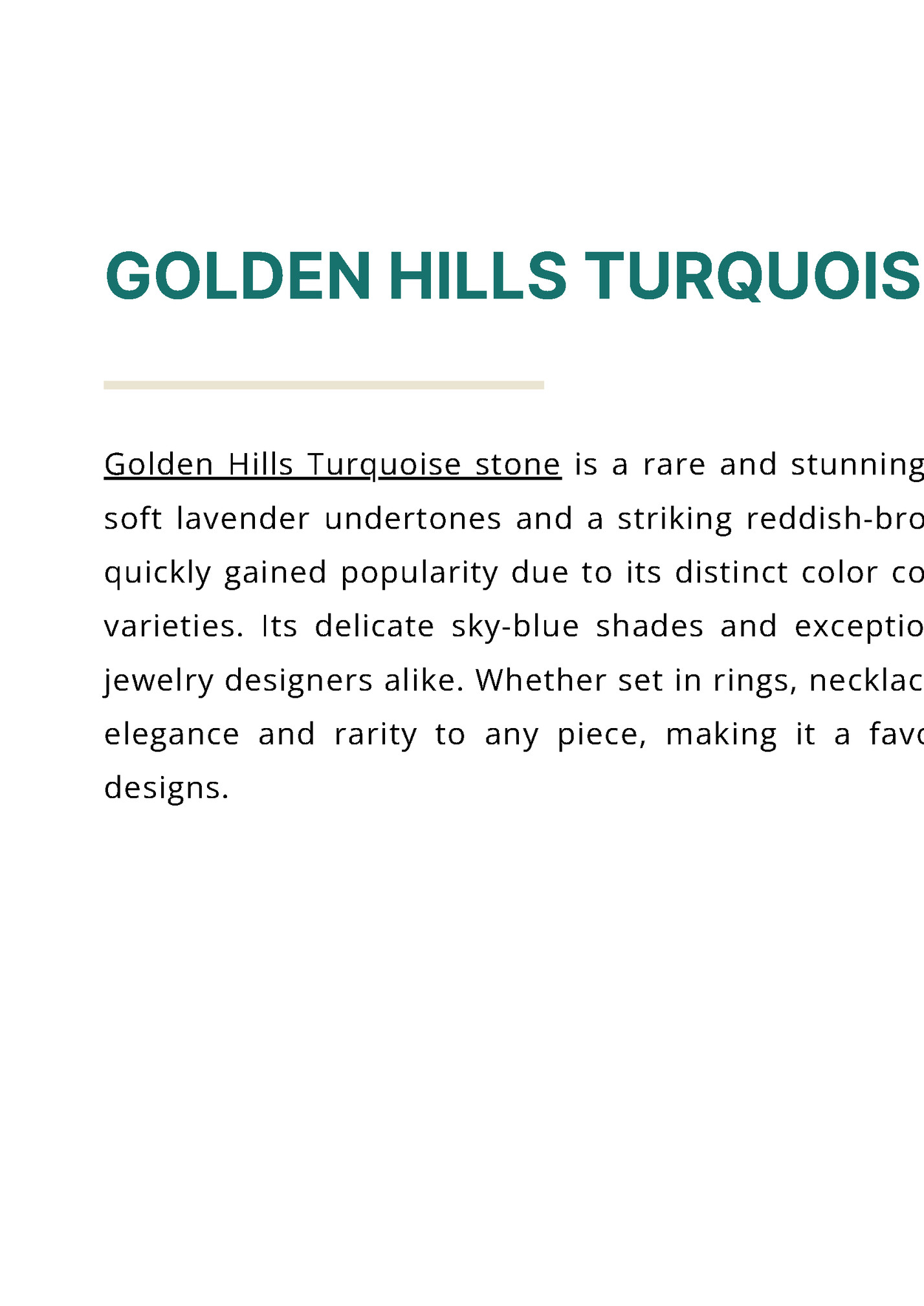 GOLDEN HILLS TURQUOISE STONE