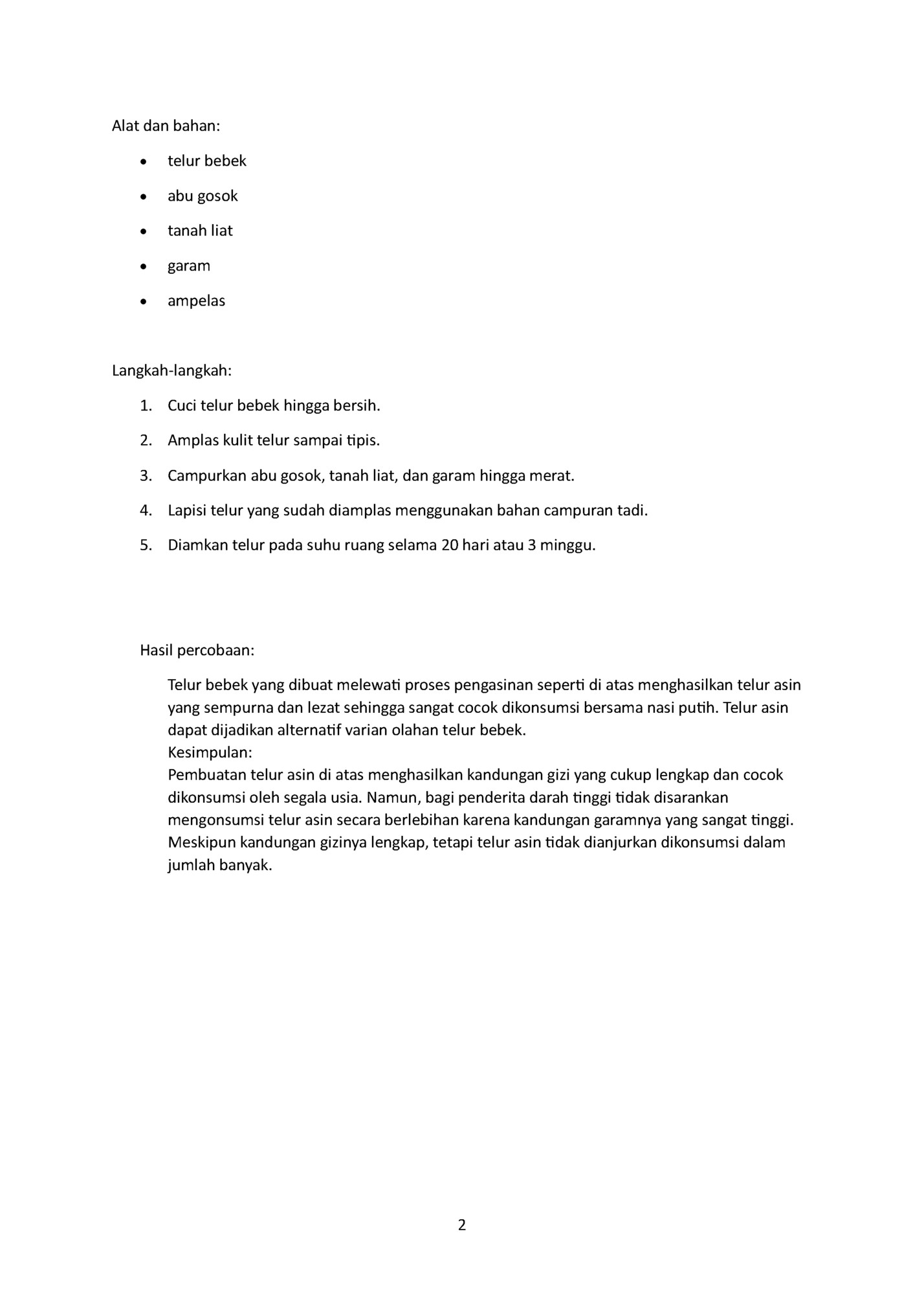 Alat dan bahan: