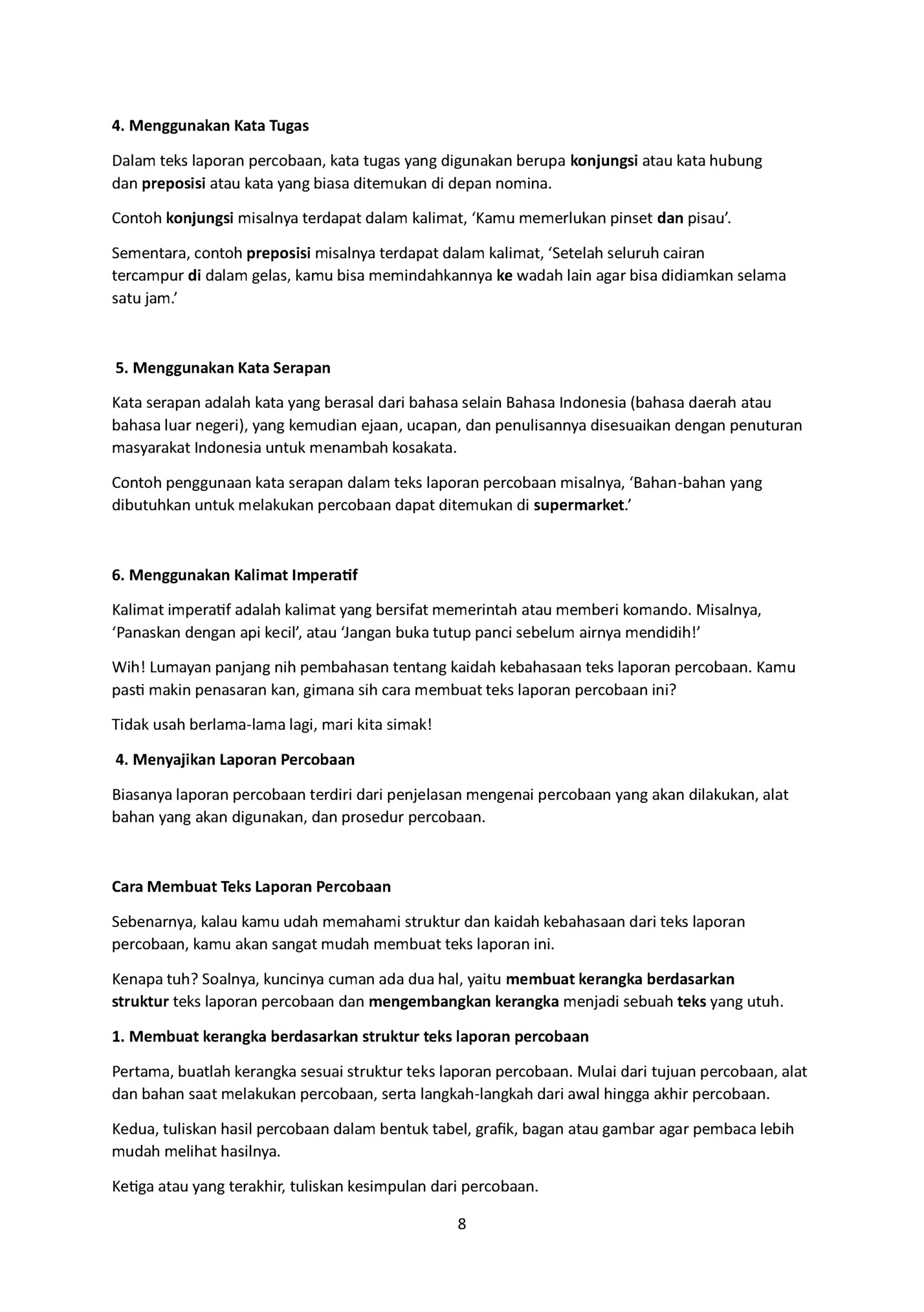 4. Menggunakan Kata Tugas
