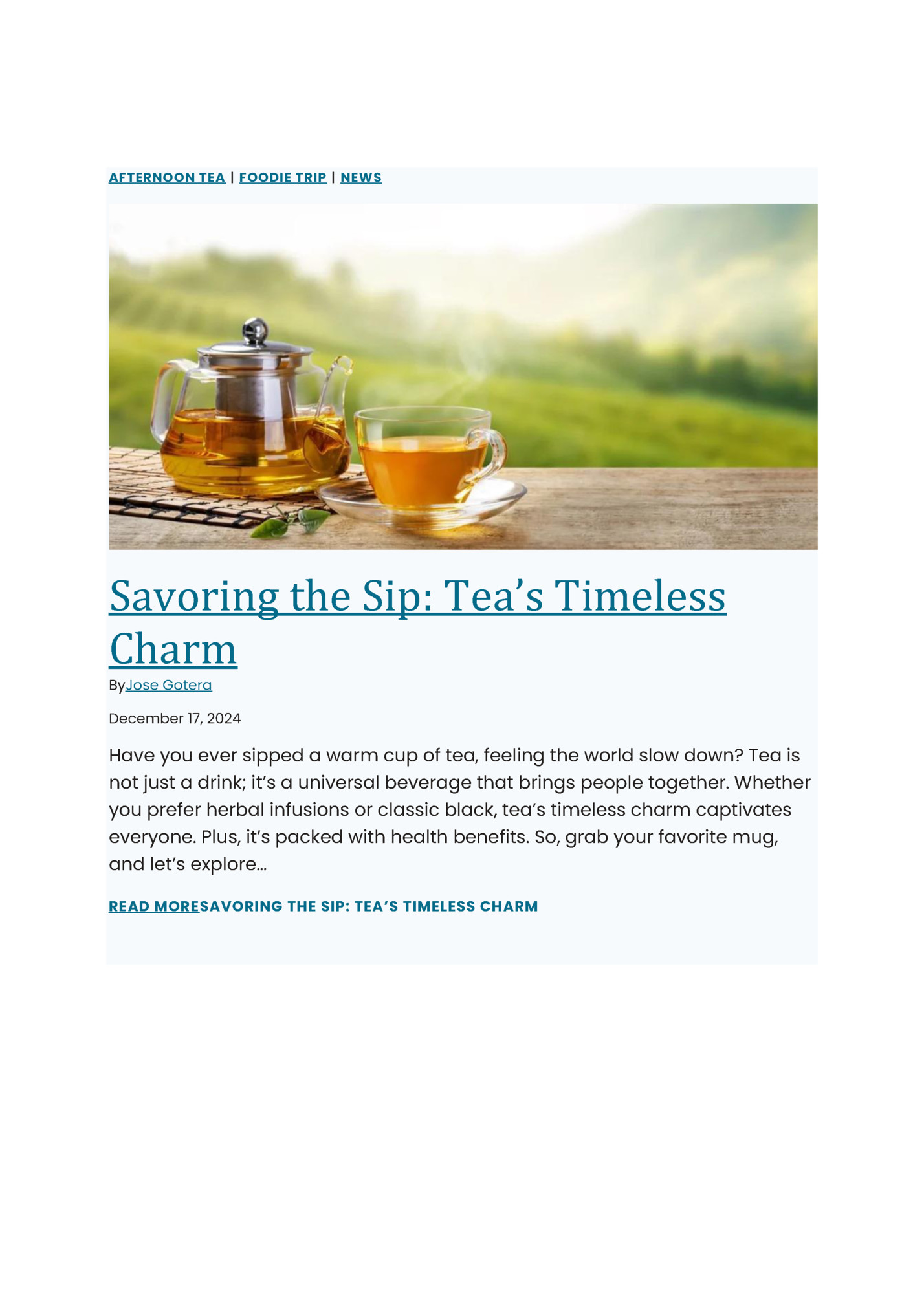 AFTERNOON TEA | FOODIE TRIP | NEWS