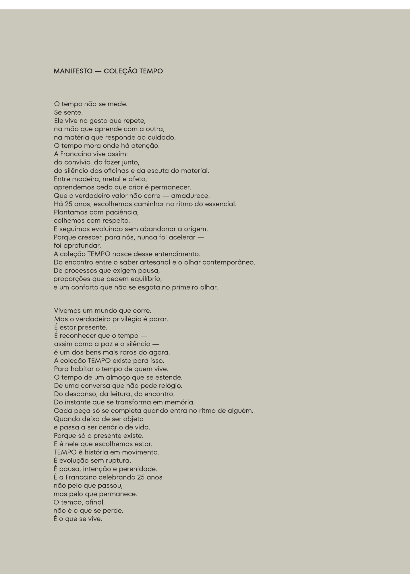 MANIFESTO — COLEÇÃO TEMPO