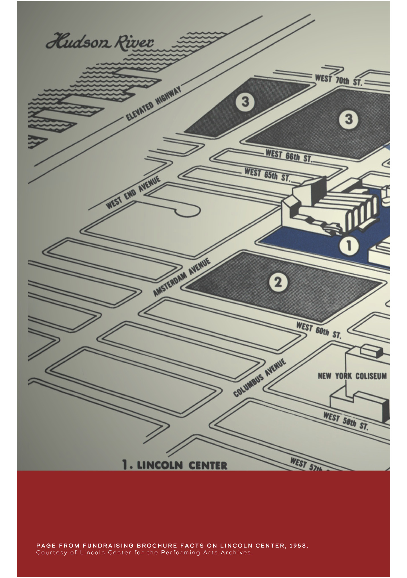 Page from fundraising brochure Facts on Lincoln Center, 1958.