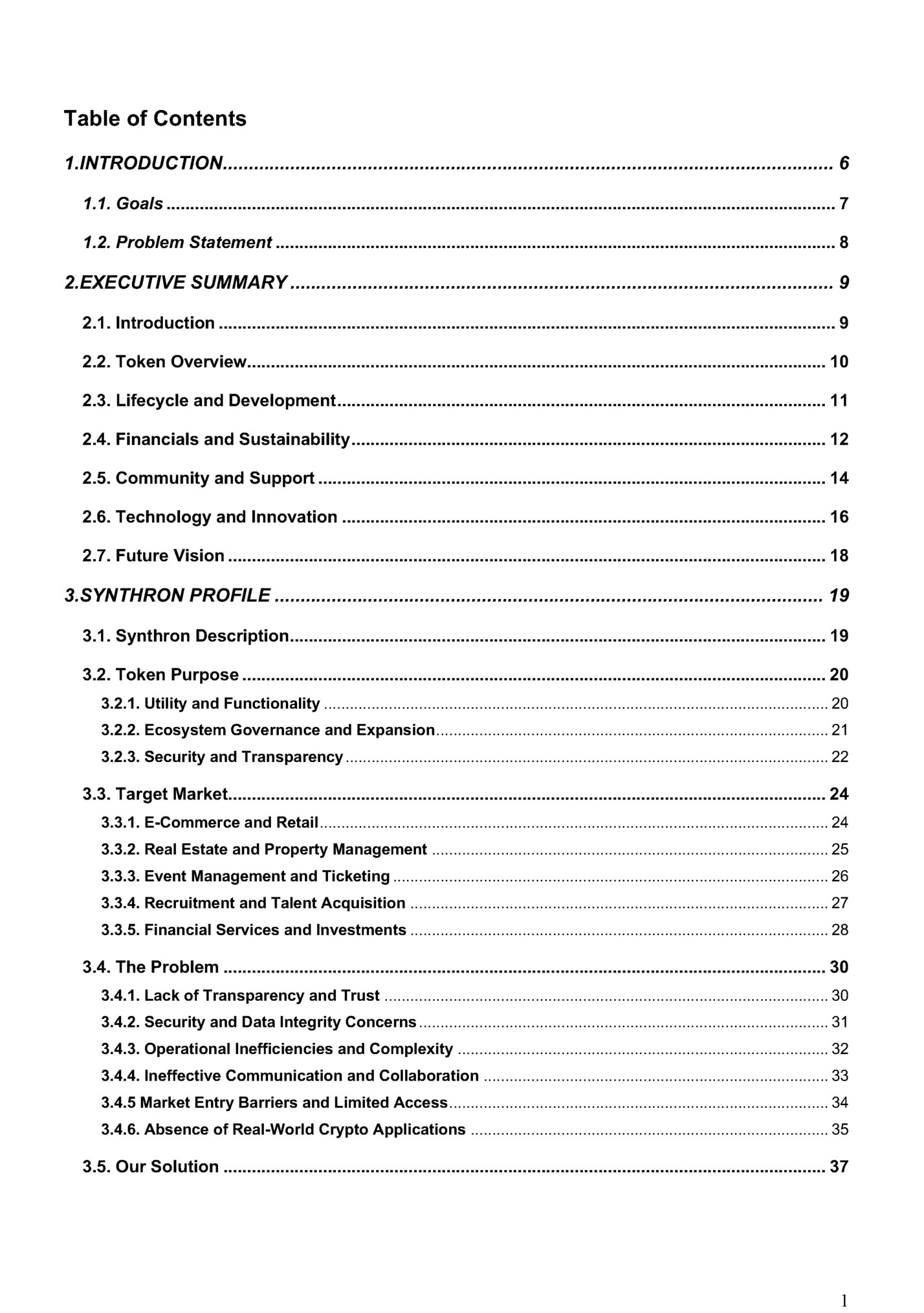 Table of Contents