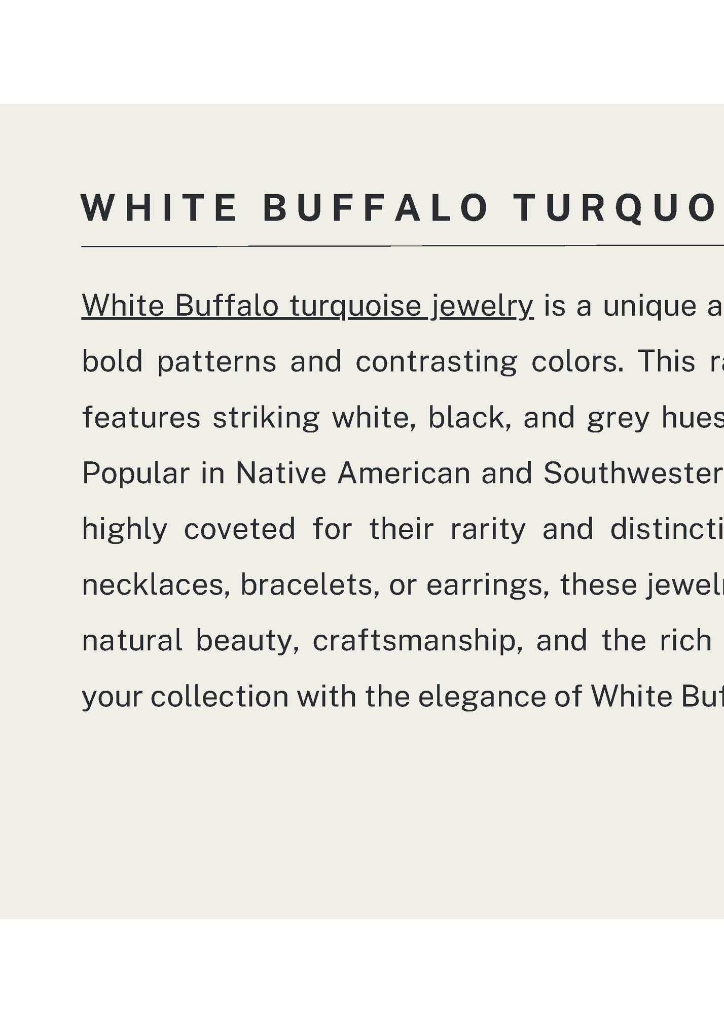 WHITE BUFFALO TURQUOISE JEWELRY