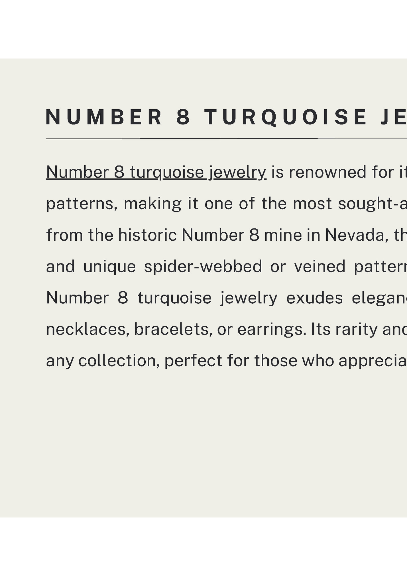 NUMBER 8 TURQUOISE JEWELRY