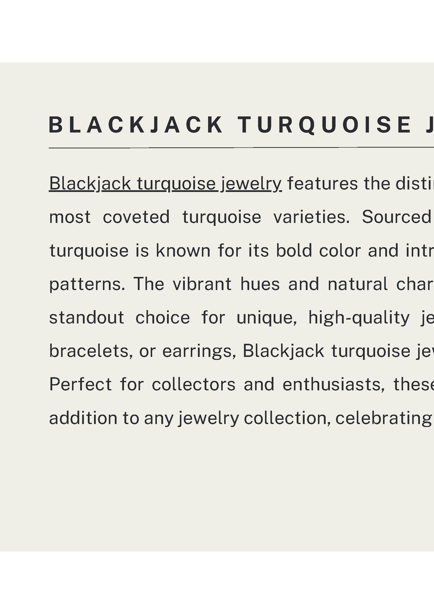 BLACKJACK TURQUOISE JEWELRY