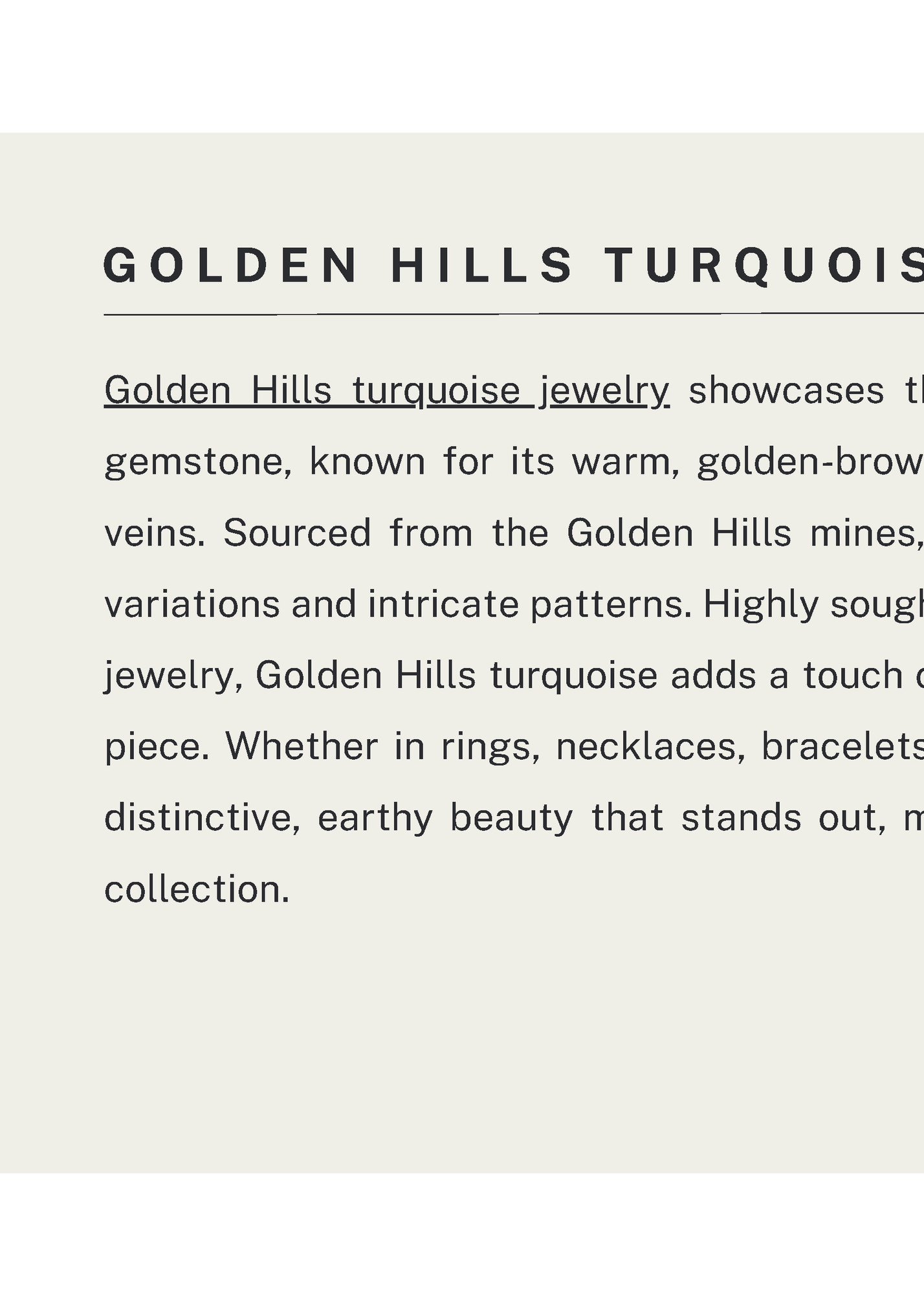 GOLDEN HILLS TURQUOISE JEWELRY