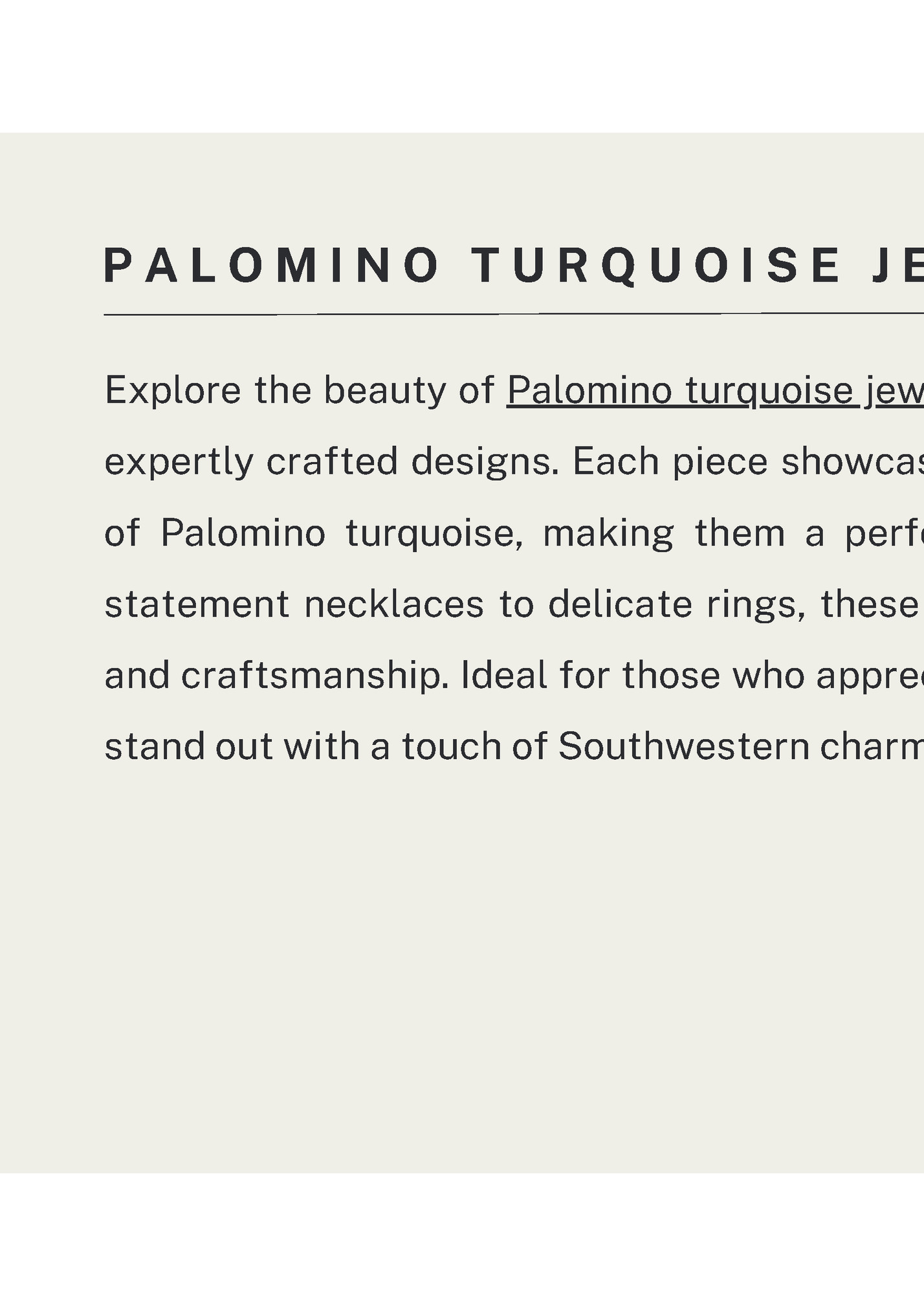 PALOMINO TURQUOISE JEWELRY