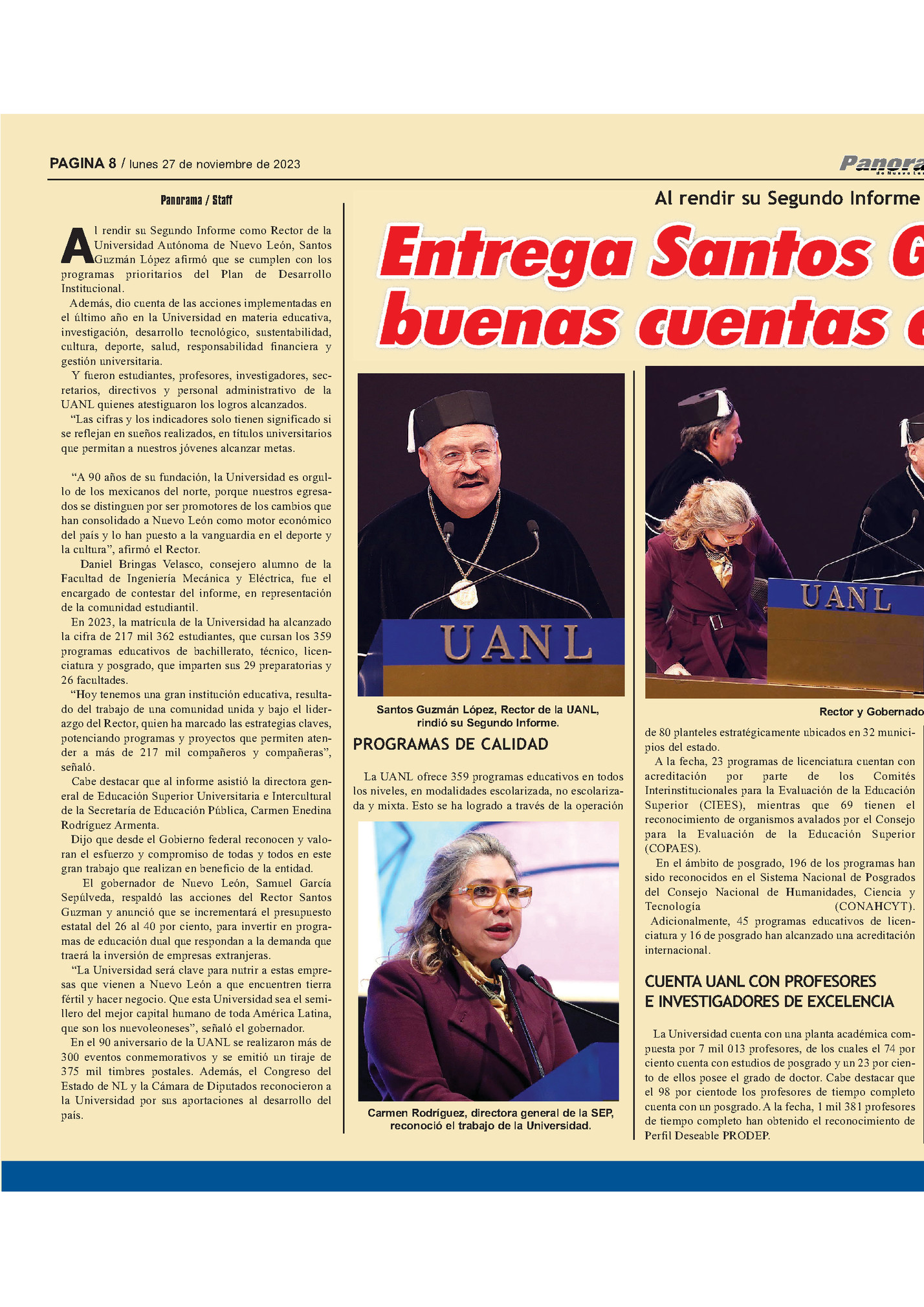 PAGINA 8 / lunes 27 de noviembre de 2023