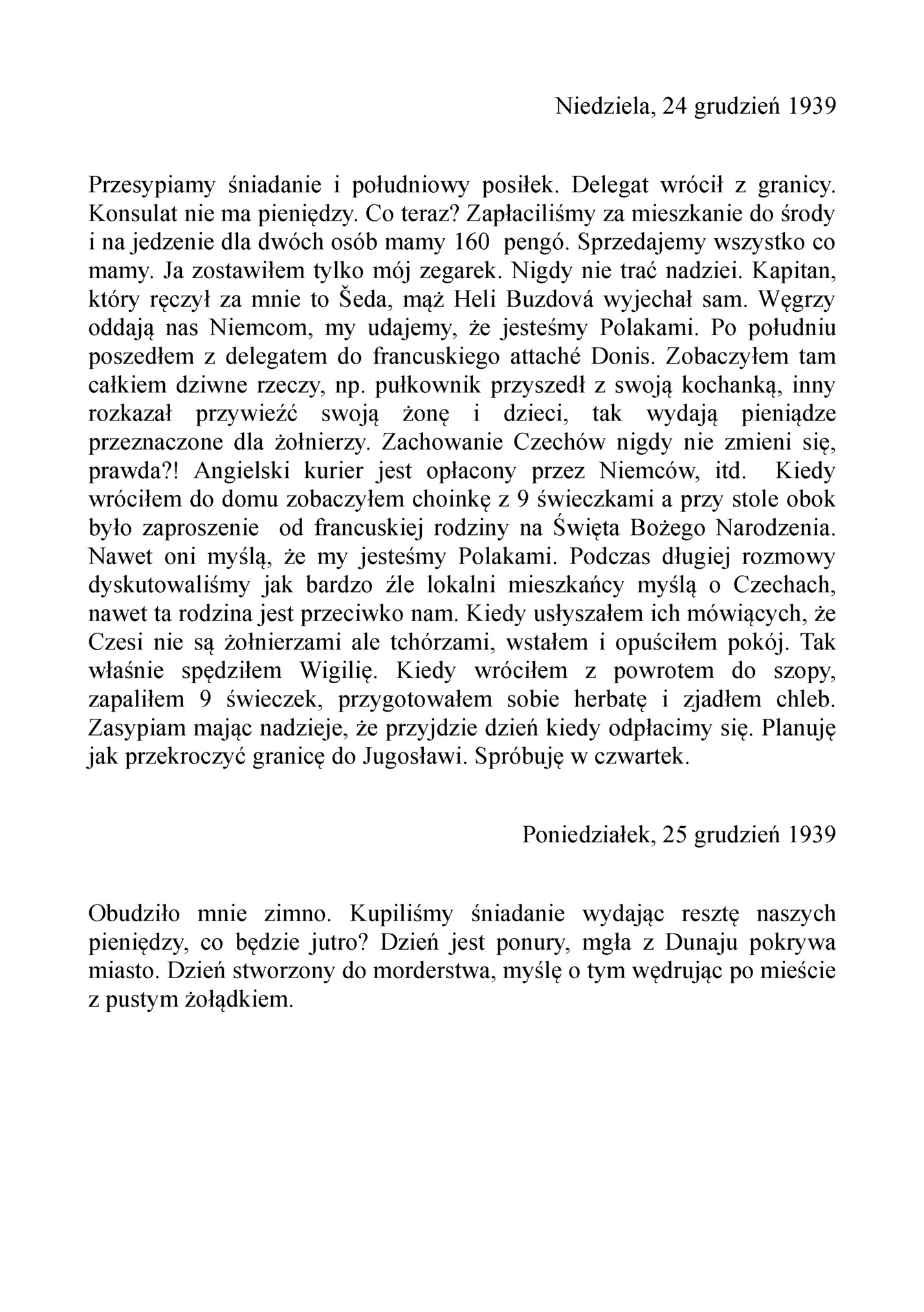 Niedziela, 24 grudzień 1939