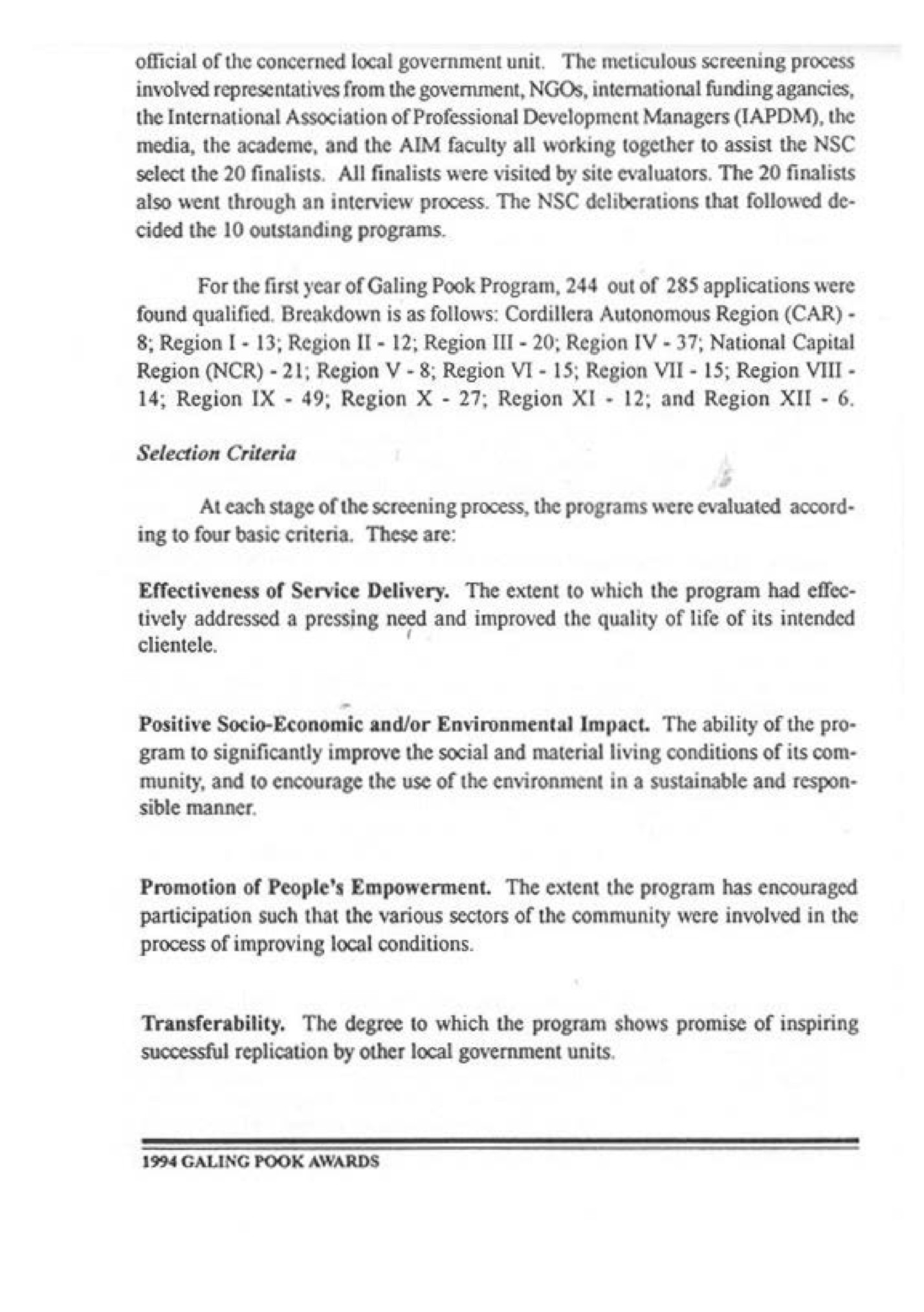 official of I.he co nee med local govcmmcnc uni 1. The me1ic11lous screening process