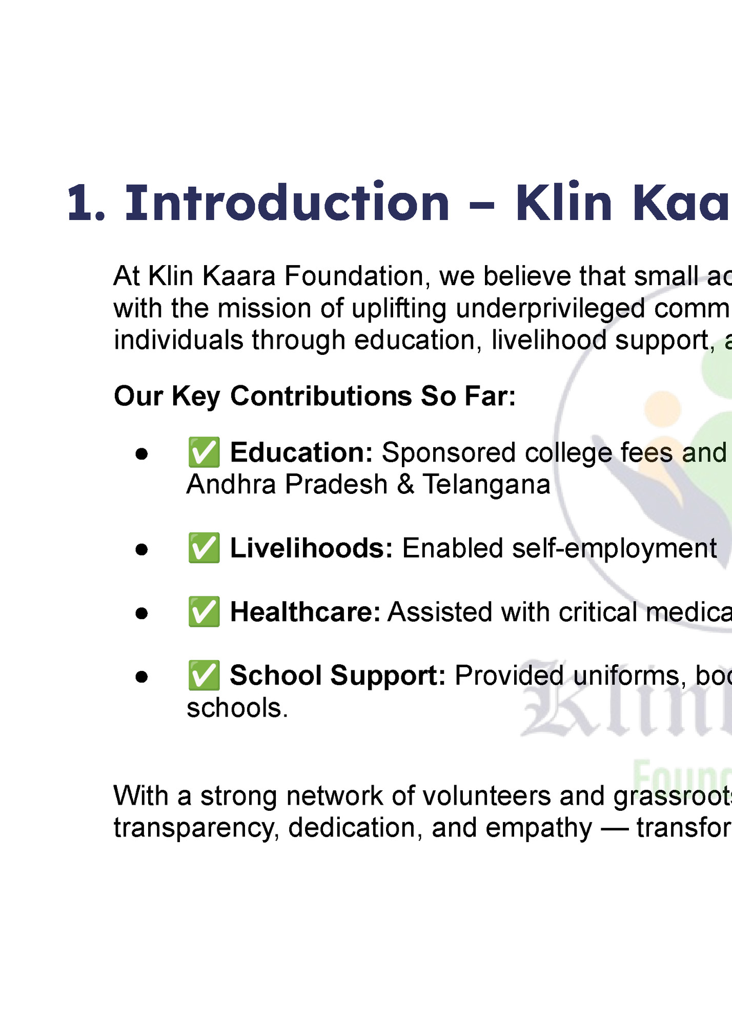 1. Introduction – Klin Kaara Foundation