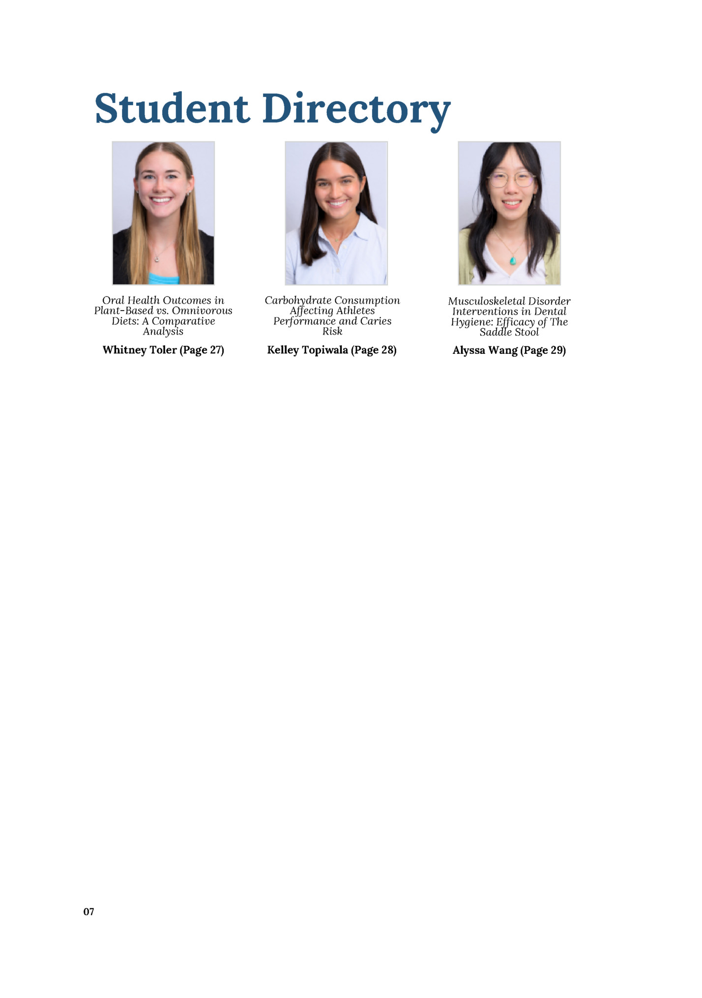 Student Directory Student Directory