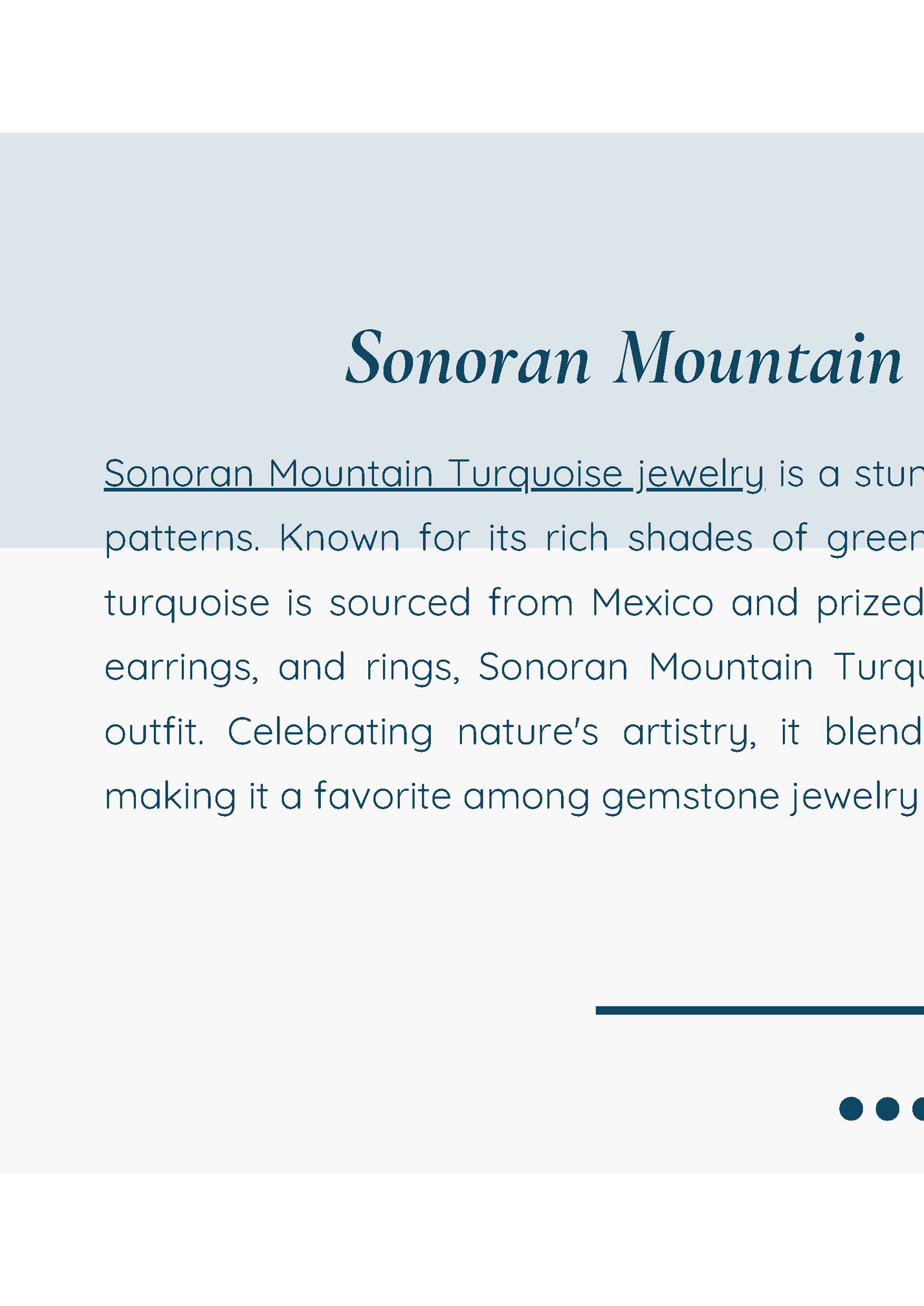 Sonoran Mountain Turquoise Jewelry