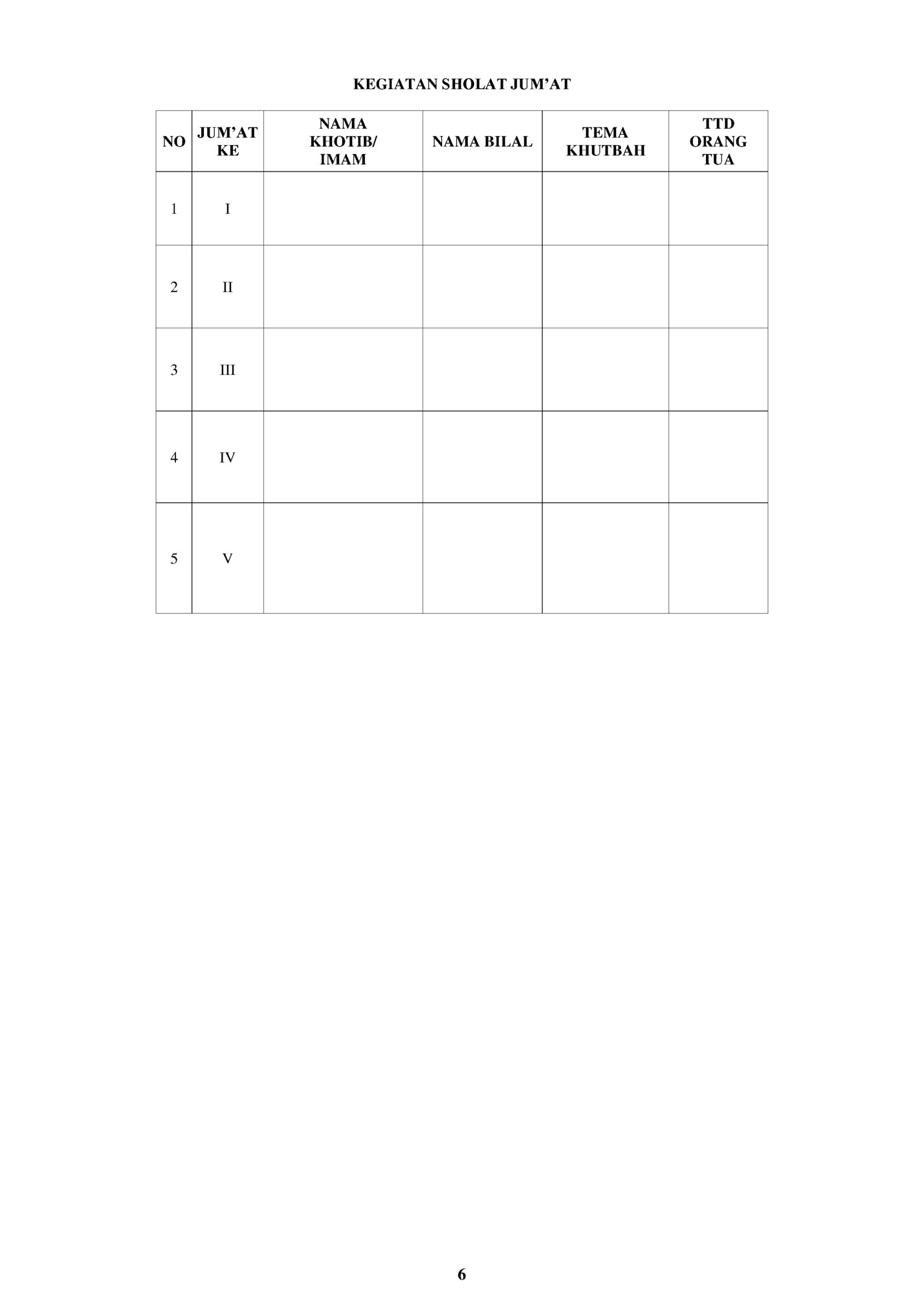 KEGIATAN SHOLAT JUM’AT