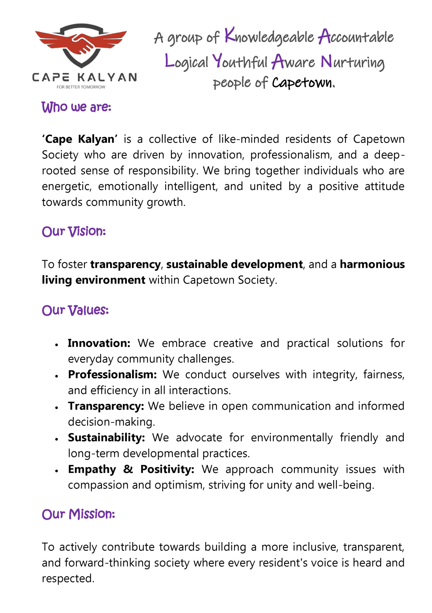 A group of Knowledgeable Accountable